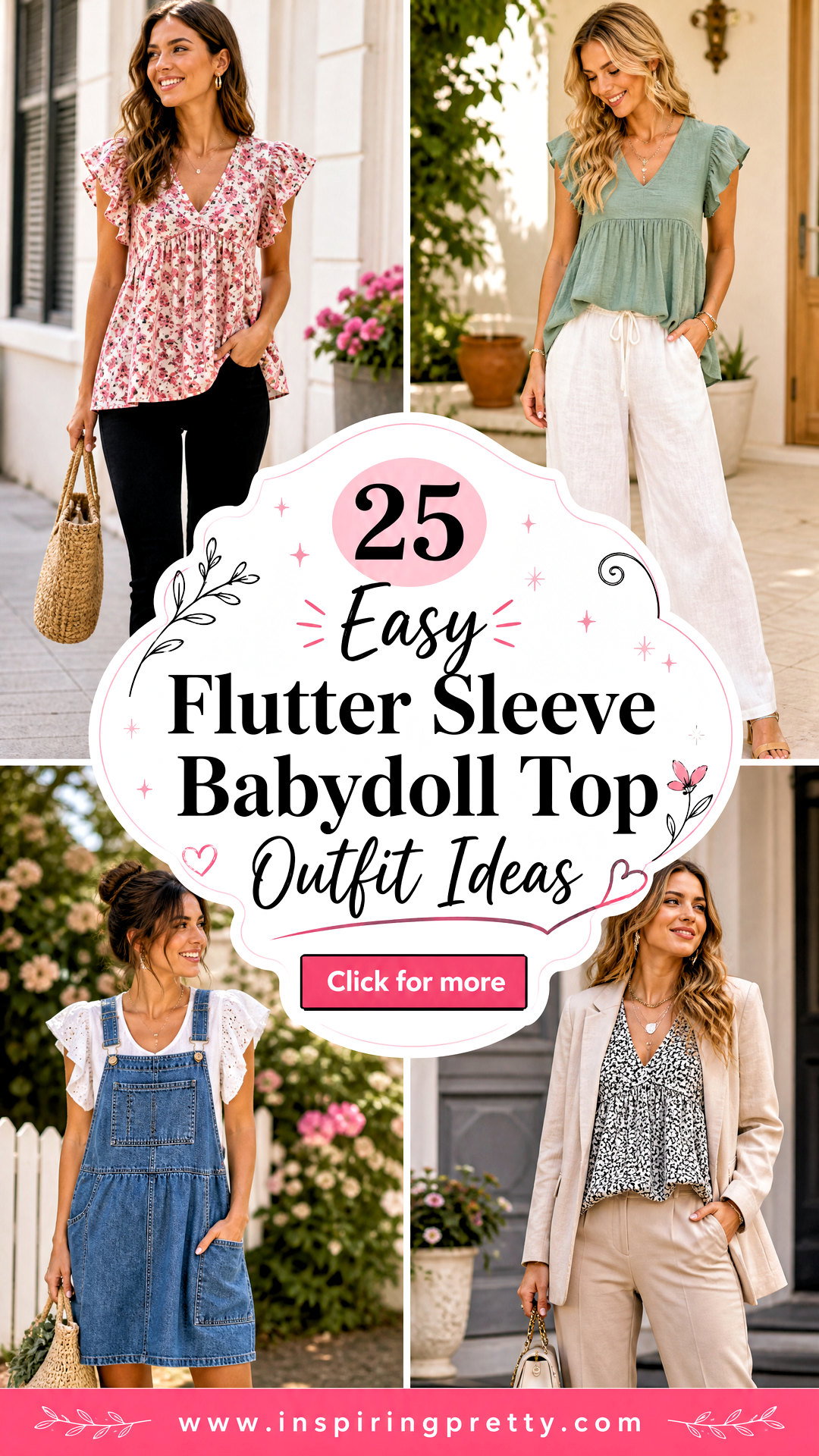 25 Easy Flutter Sleeve Babydoll Top Outfit Ideas for Spring - 25 Easy Flutter Sleeve Babydoll Top Outfit Ideas for Spring