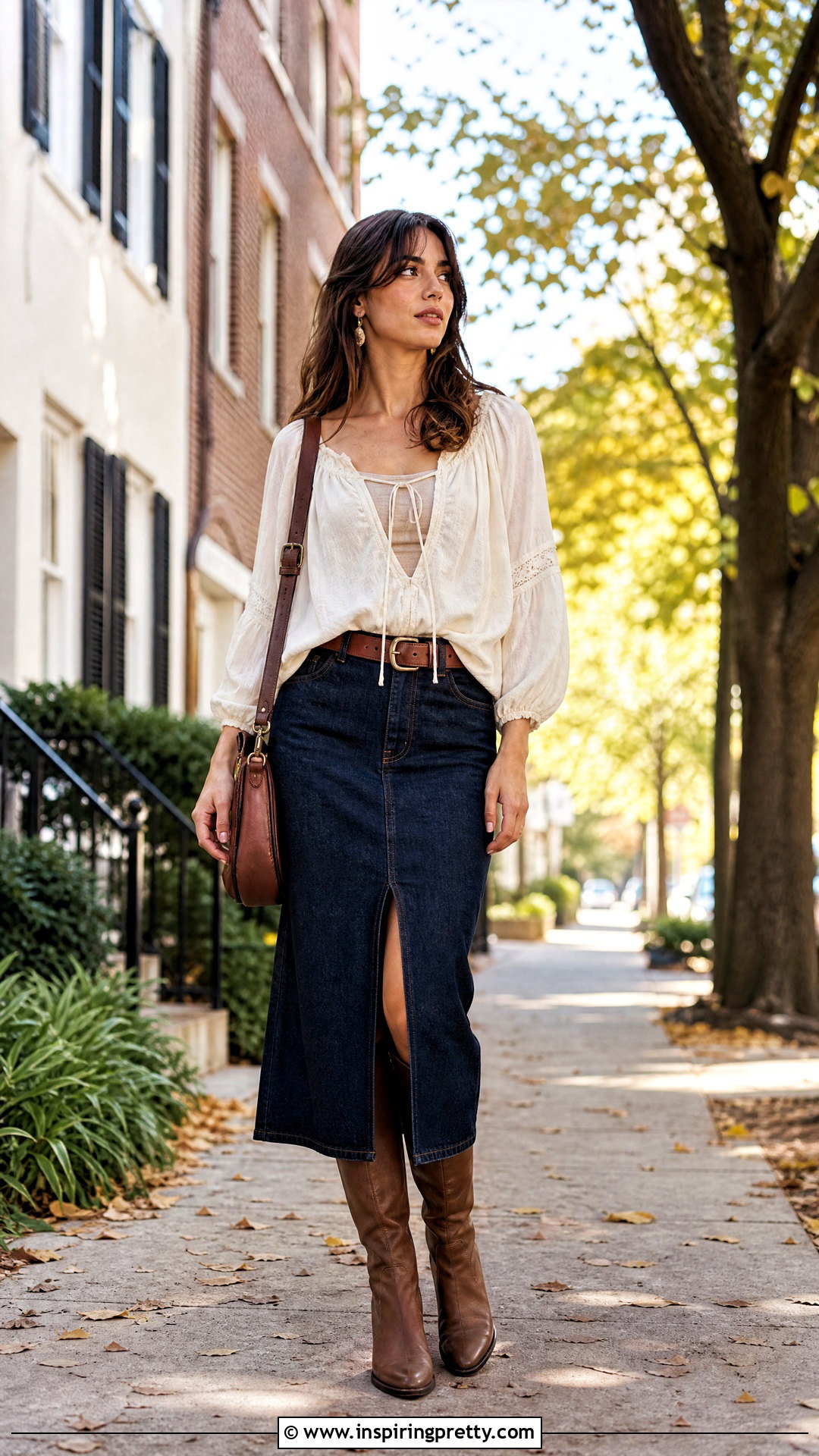 Ecote Top With A Denim Midi Skirt - 20 Ecote Top outfit ideas