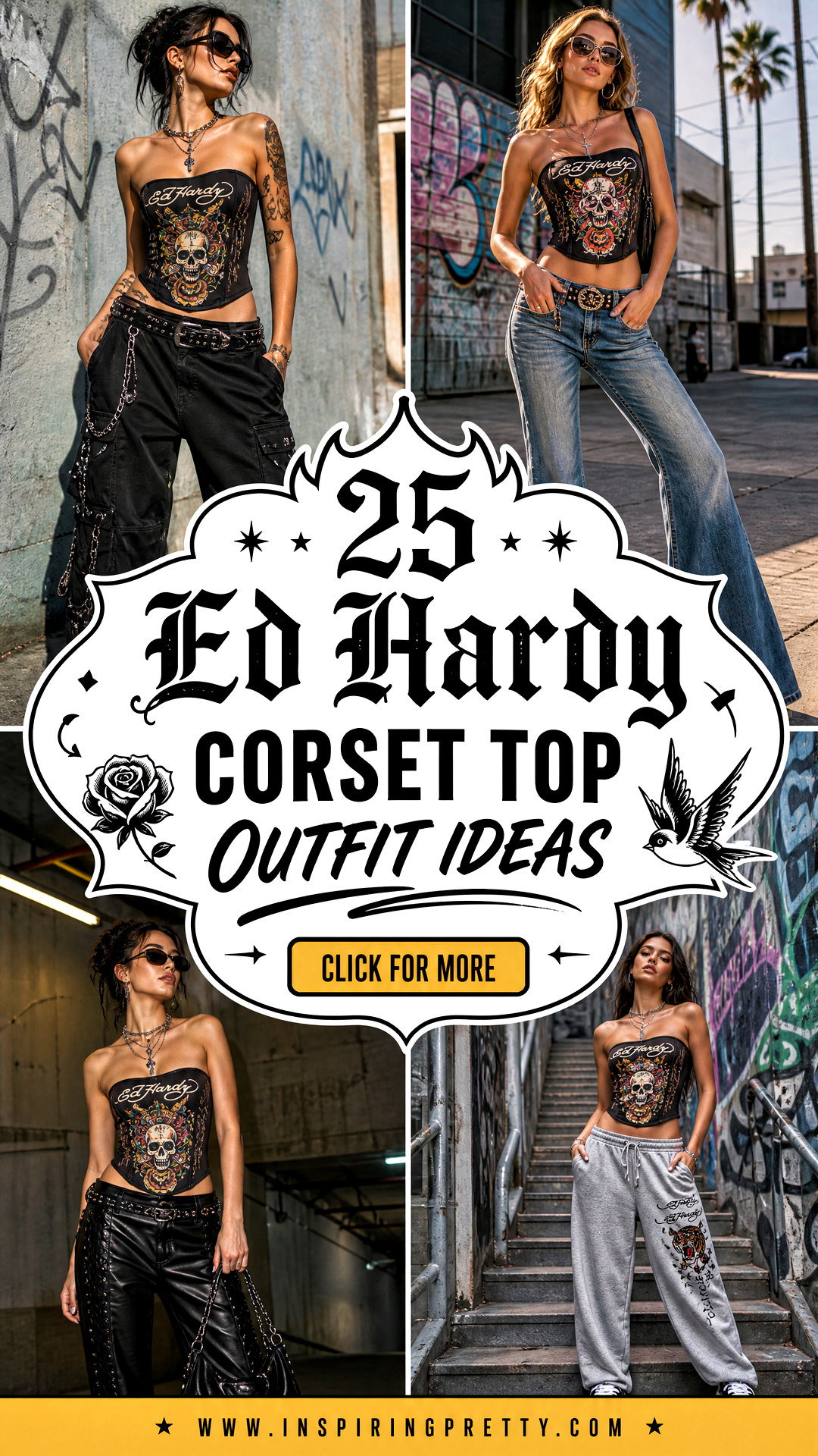 25 Ed Hardy Corset Top Outfit Ideas for Bold Y2K Style - 25 Ed Hardy Corset Top Outfit Ideas for Bold Y2K Style