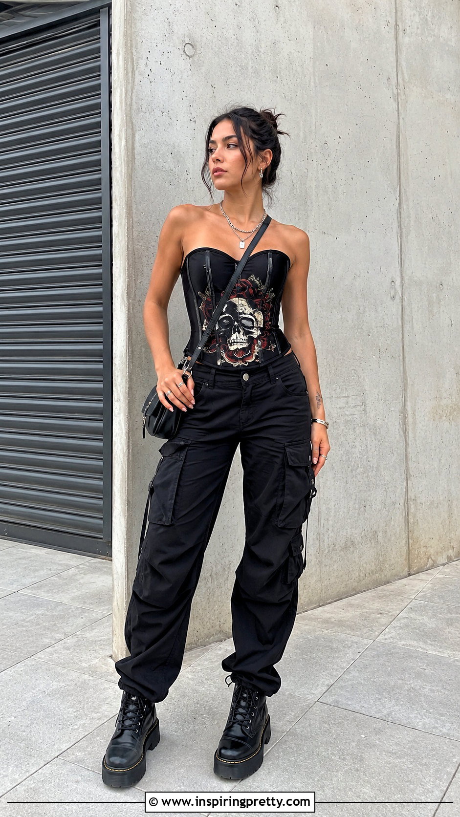 Ed Hardy Corset Top With Black Cargo Pants - 25 Ed Hardy Corset Top outfit ideas