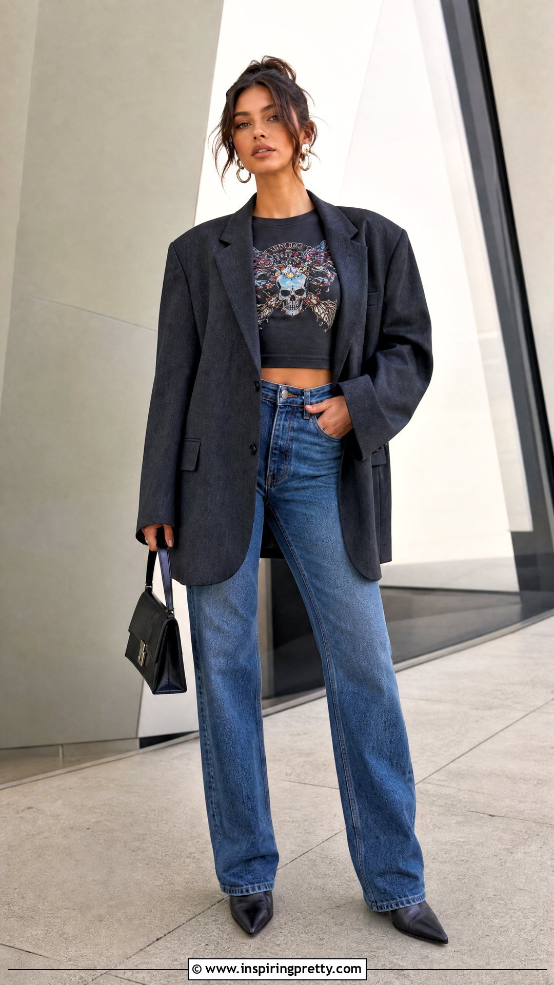 Ed Hardy Crop Top With Oversized Blazer - 20 Ed Hardy Womens Tops