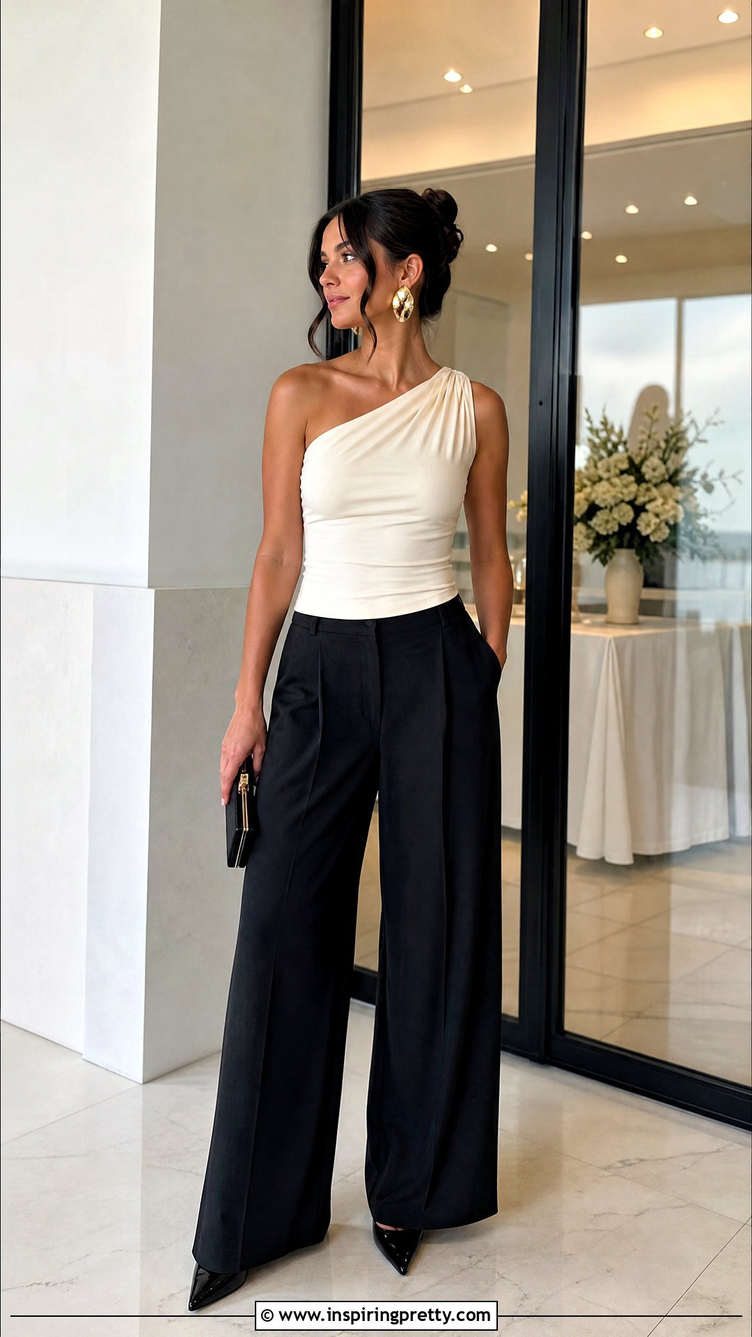 Edikted One Shoulder Top With Wide Leg Trousers - 50 edikted tops outfit ideas