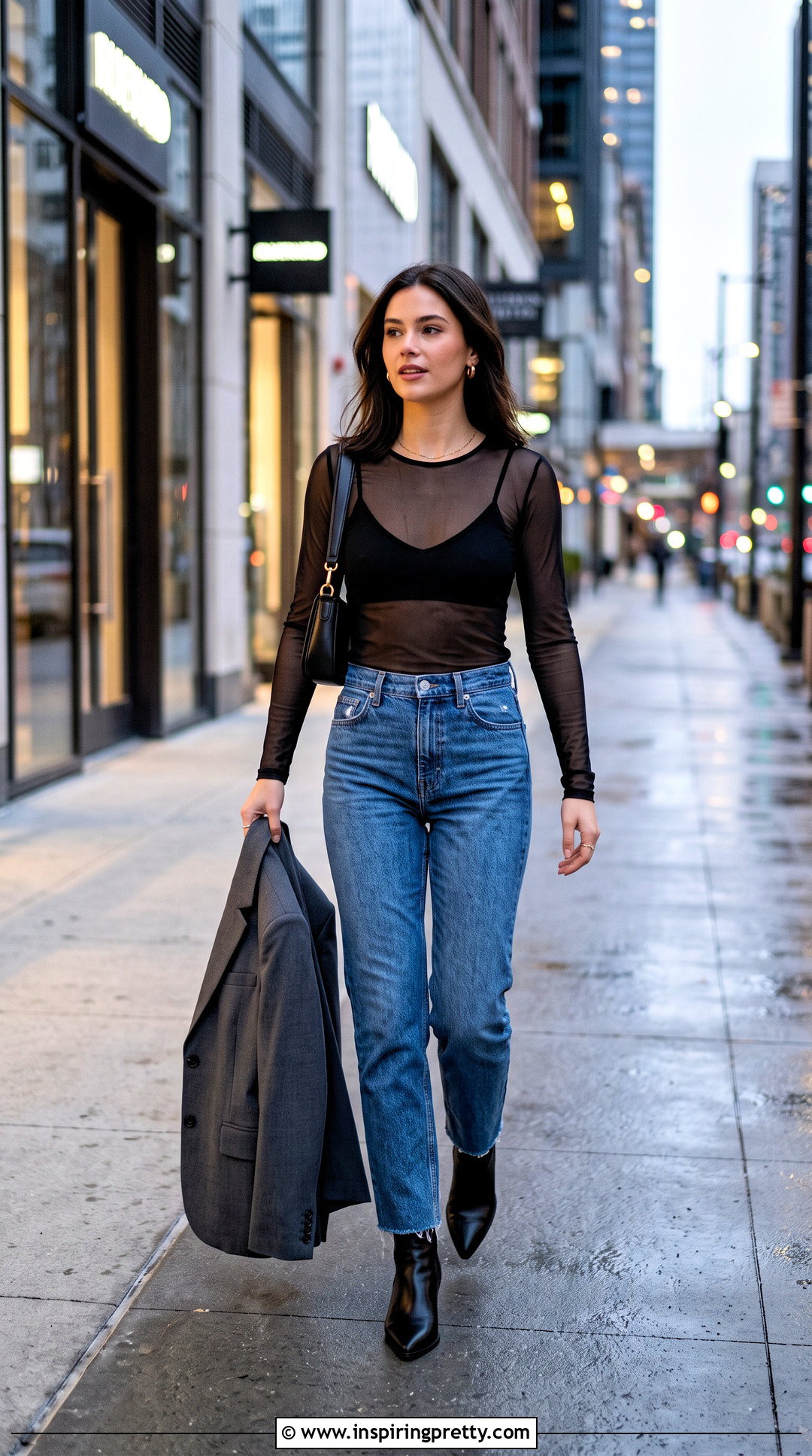 Edikted Sheer Top With Bralette And Jeans - 50 edikted tops outfit ideas
