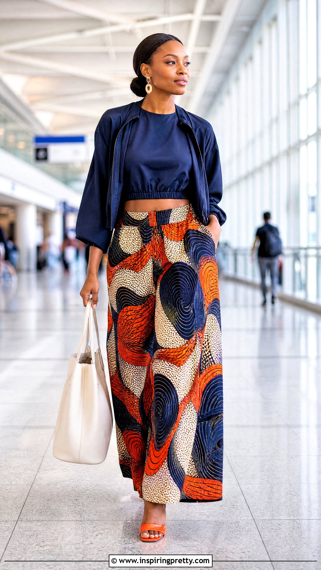 Elastic Hem Crop Top With Ankara Palazzo Trousers - 50 Ankara Palazzo Trouser And Crop Top outfit ideas