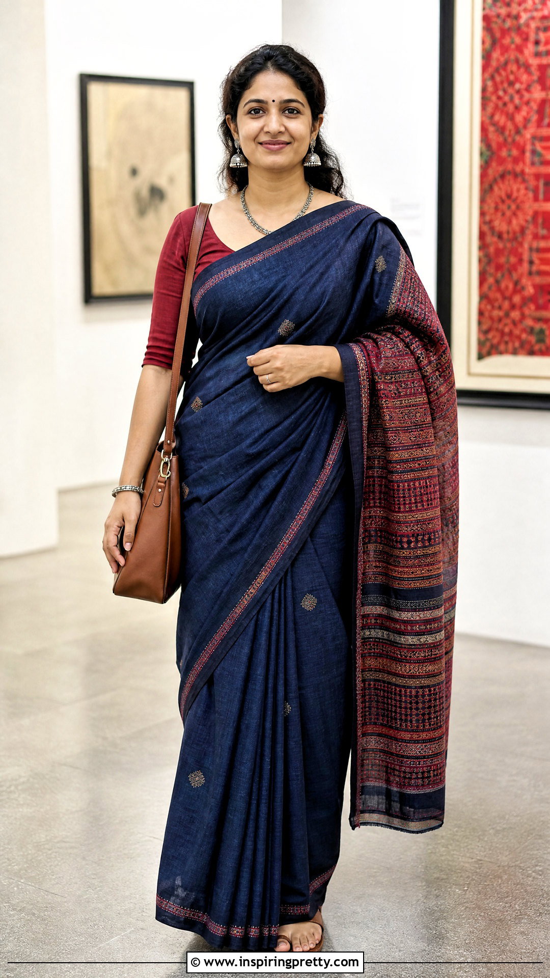 Elbow Sleeve Blouse With Handloom Saree - 50 traditional tops for women