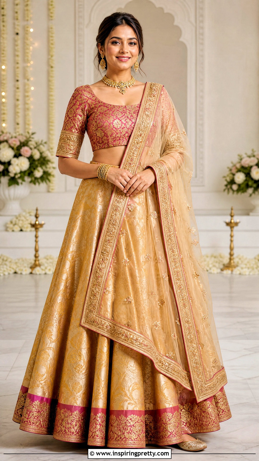 Elbow Sleeve Lehenga Top - 50 lehenga top design ideas