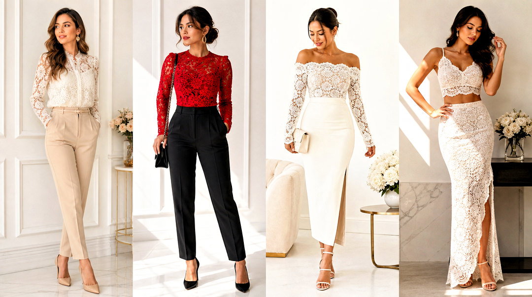 20 Elegant Outfit With Lace Top and Heels for Date Nights