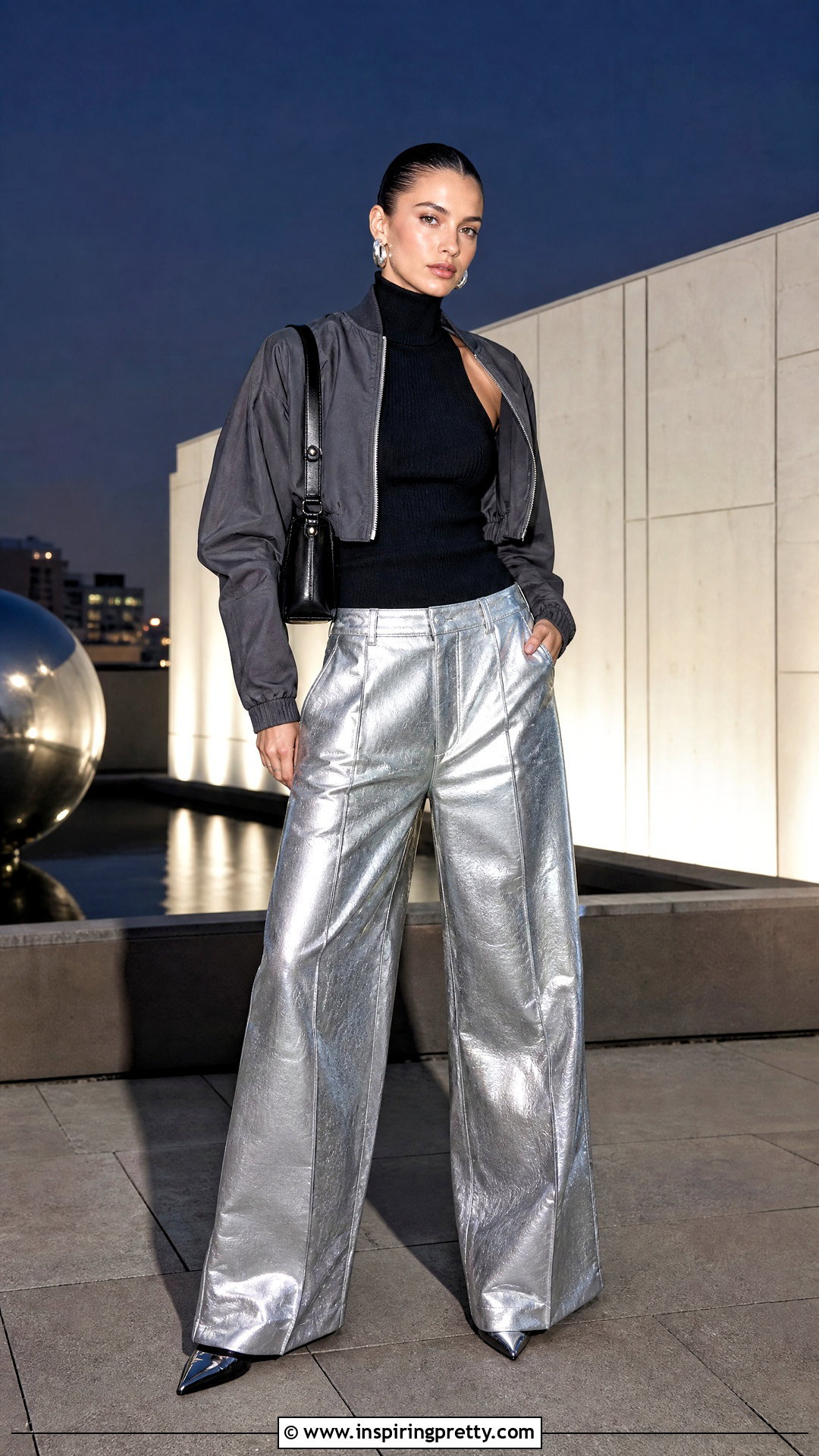 Elevated Ribbed Tank With Statement Pants - 50 going out tops outfit ideas