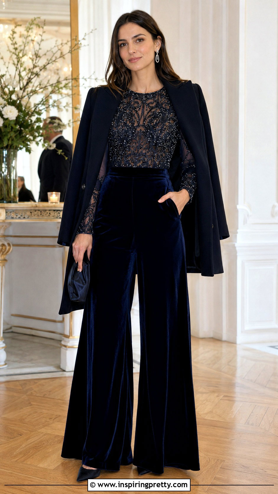 Elie Saab Beaded Top With Velvet Pants - 25 elie saab tops outfit ideas