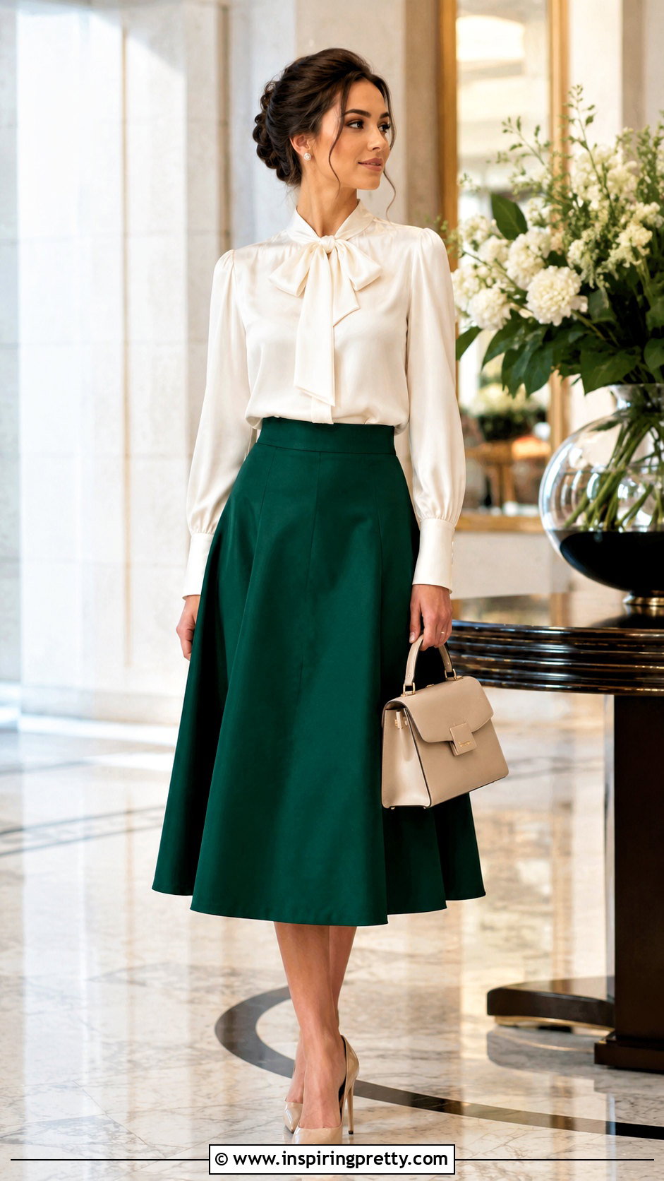 Elie Saab Bow Blouse With Midi Skirt - 25 elie saab tops outfit ideas
