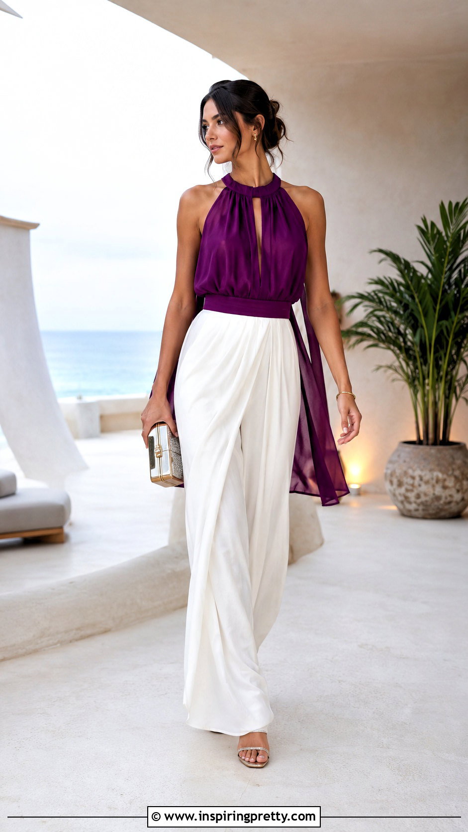 Elie Saab Halter Top With Draped Trousers - 25 elie saab tops outfit ideas