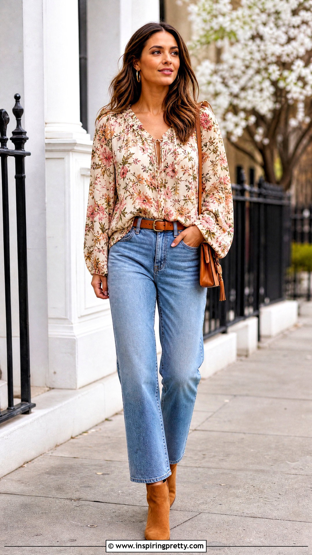 Ella Moss Floral Top With Straight Leg Jeans - 20 ella moss tops outfit ideas