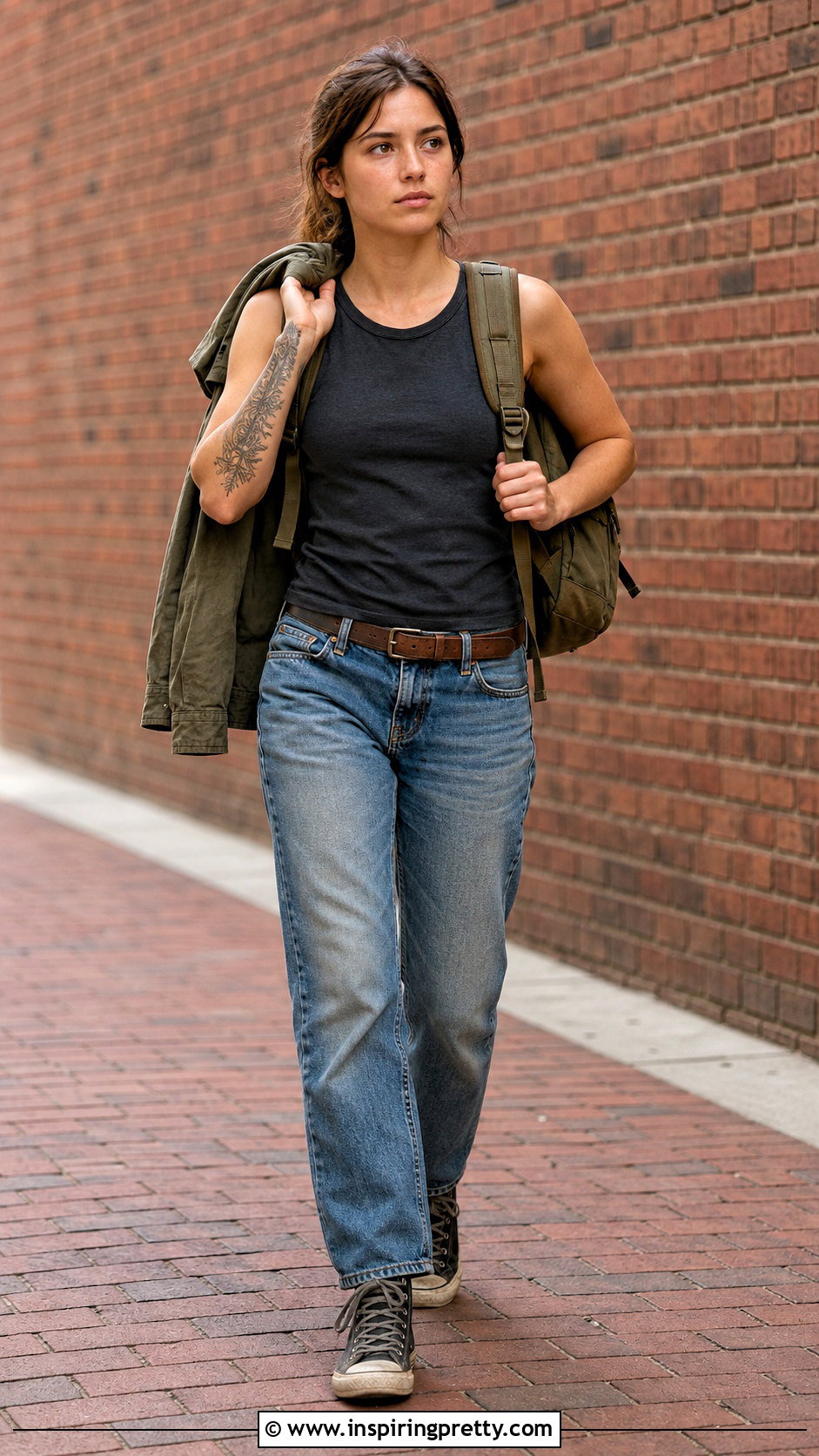 Ellie TLOU Black Tank Top With Faded Jeans - 25 ellie tlou tank top outfit ideas