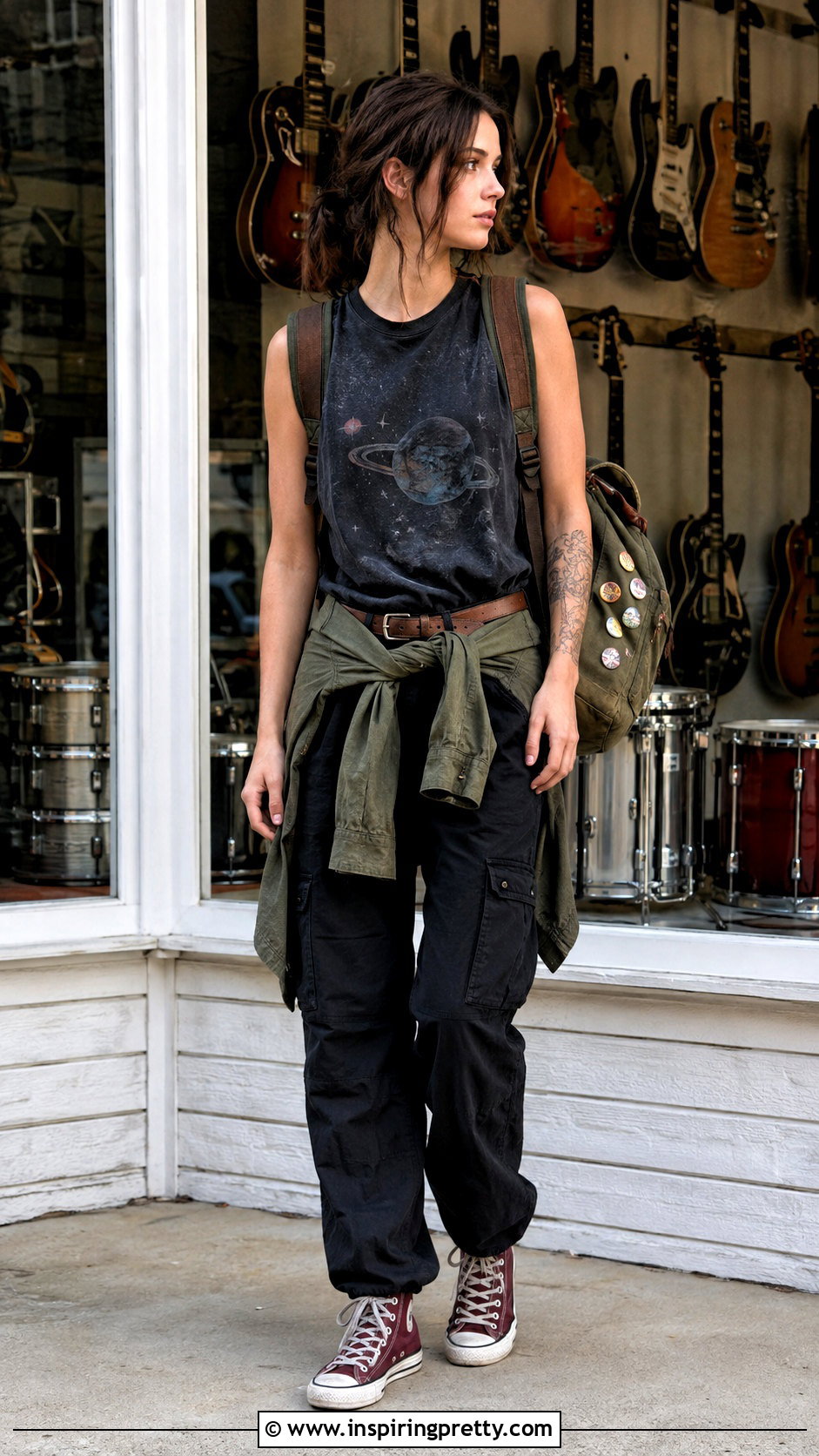 Ellie TLOU Graphic Tank Top With Black Cargos - 25 ellie tlou tank top outfit ideas
