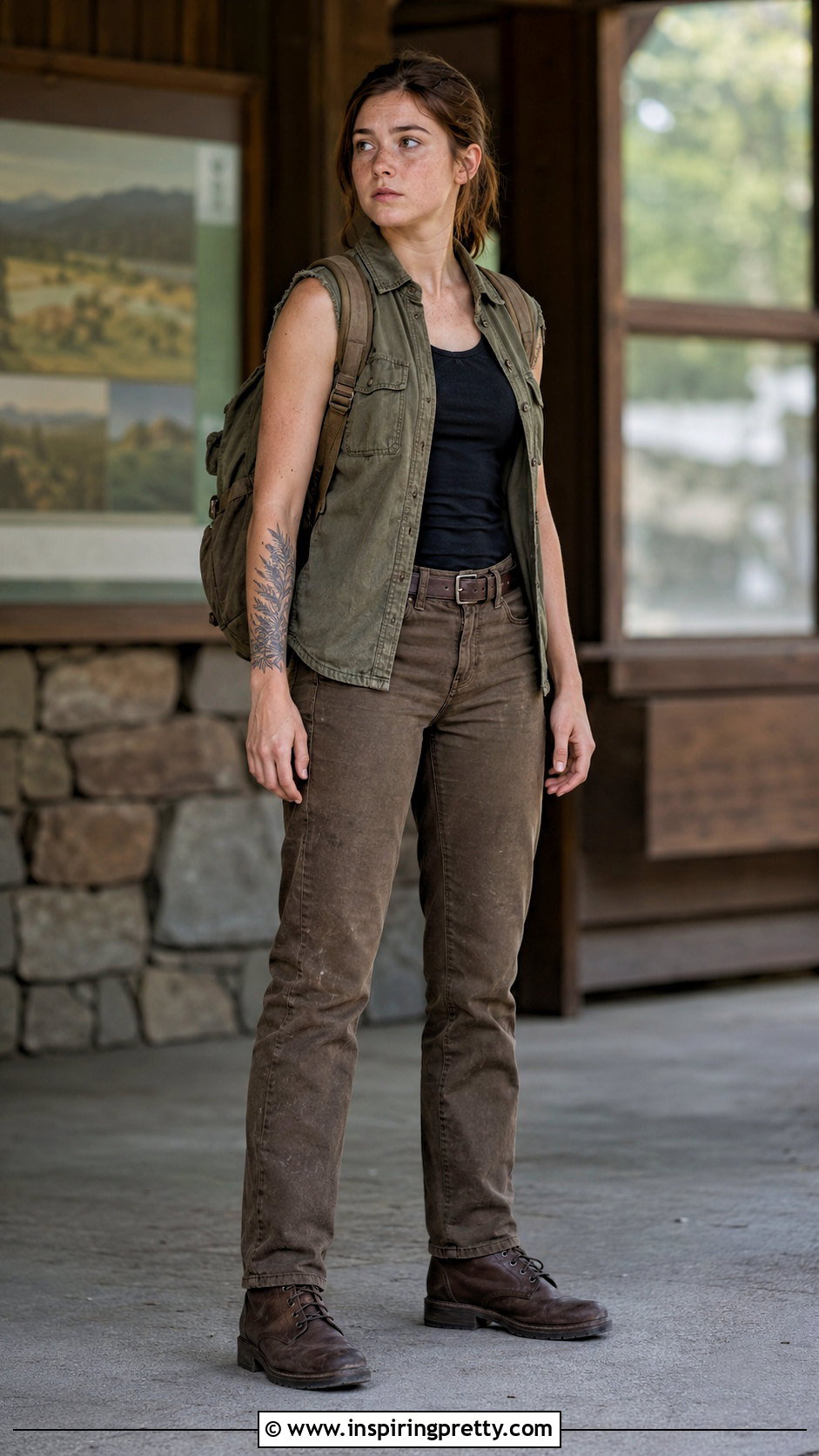 Ellie TLOU Tank Top With Chore Jacket and Work Pants - 25 ellie tlou tank top outfit ideas