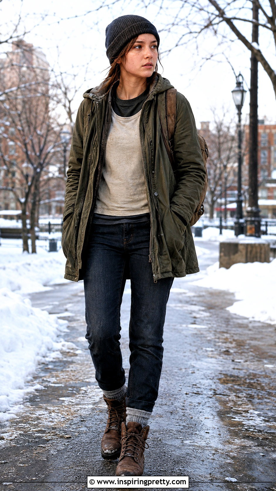Ellie TLOU Tank Top With Thermal Shirt and Field Coat - 25 ellie tlou tank top outfit ideas