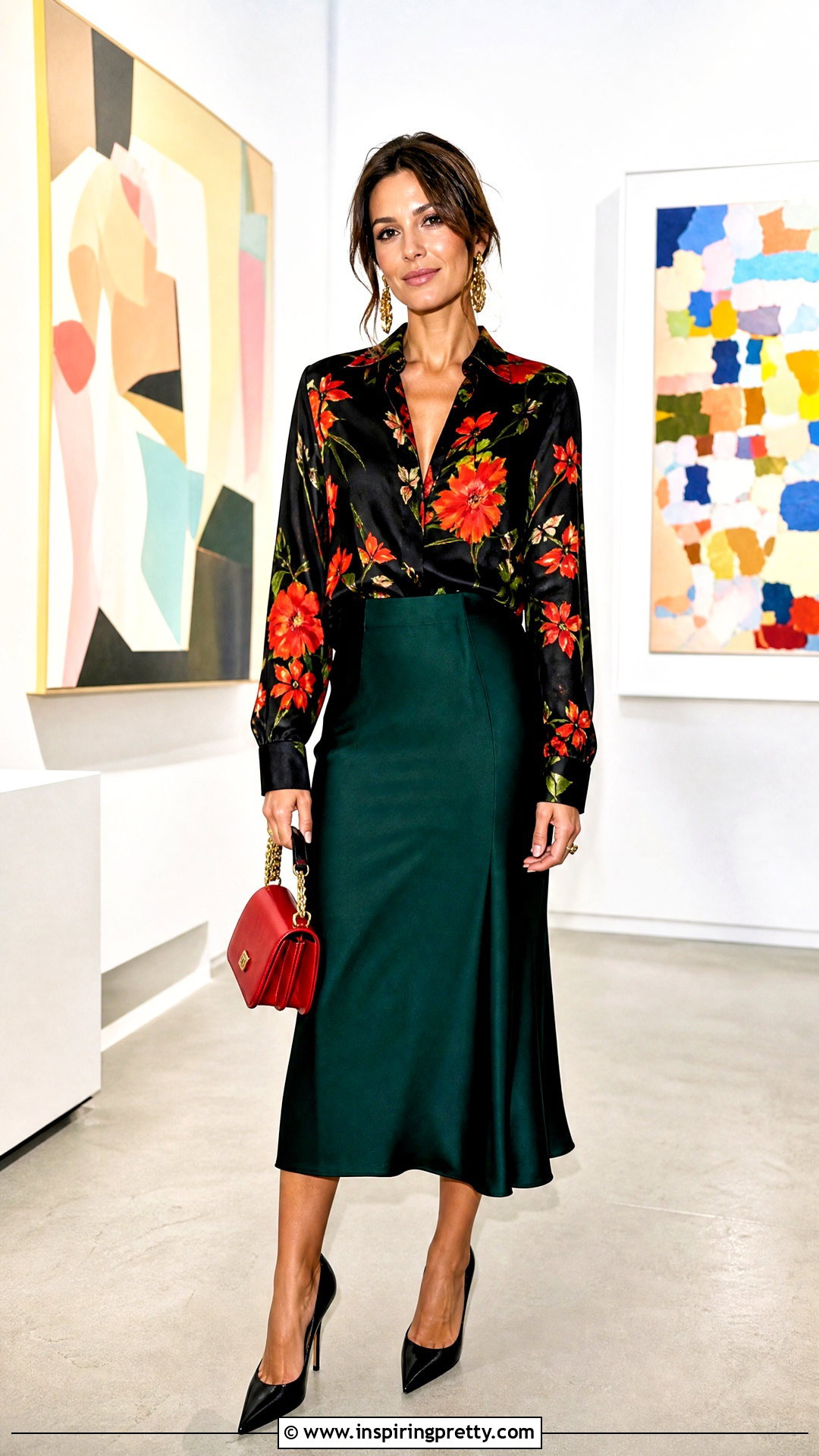 Emanuel Ungaro Black Floral Top With Midi Skirt - 20 emanuel ungaro top outfit ideas