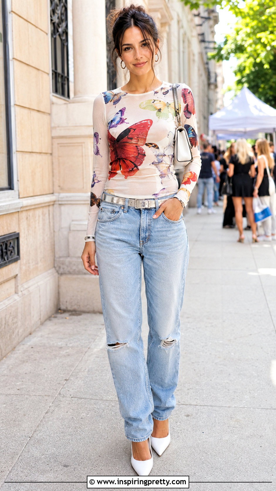 Emanuel Ungaro Butterfly Top With Distressed Boyfriend Jeans - 25 emanuel ungaro butterfly top outfit ideas