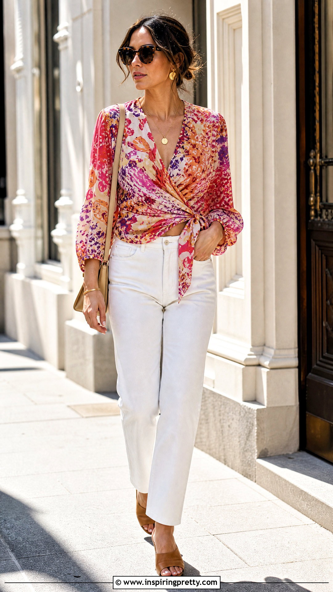 Emanuel Ungaro Wrap Top With White Jeans - 20 emanuel ungaro top outfit ideas
