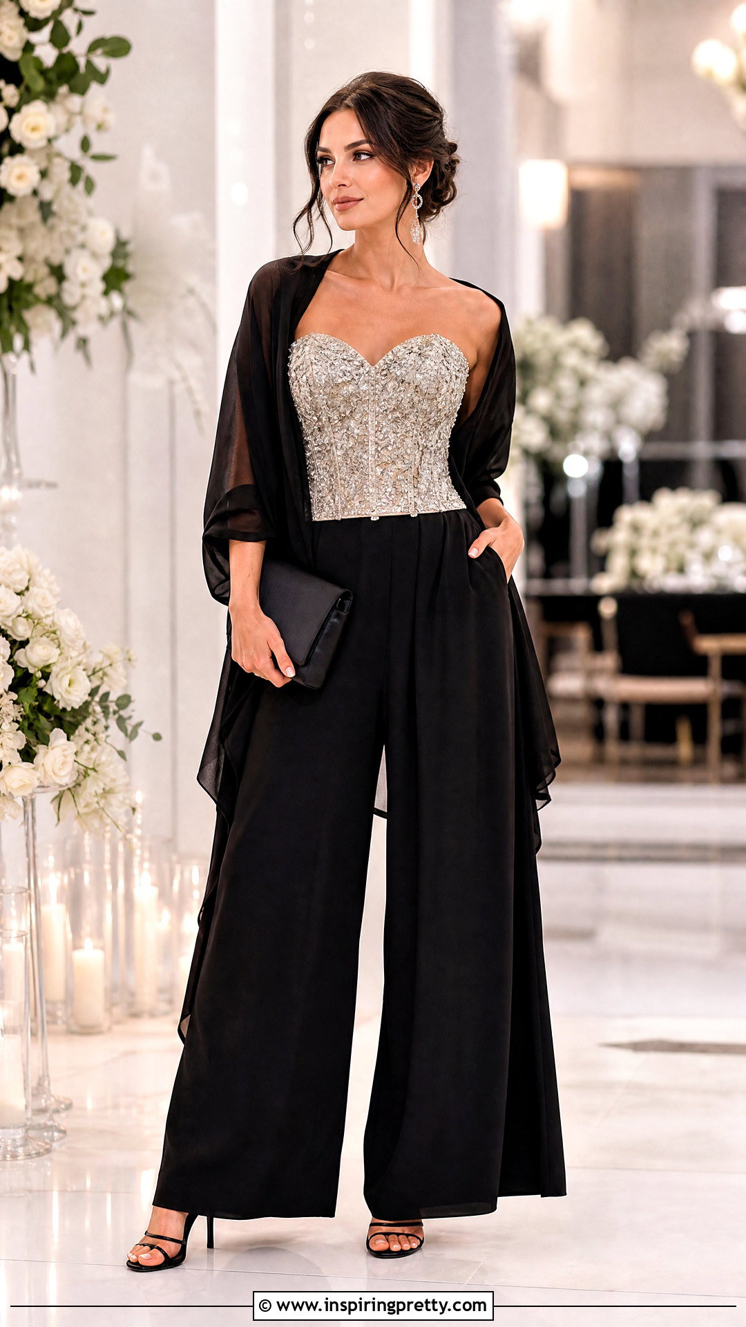 Embellished Corset Top With Palazzo Pants - 20 corset top fashion ideas
