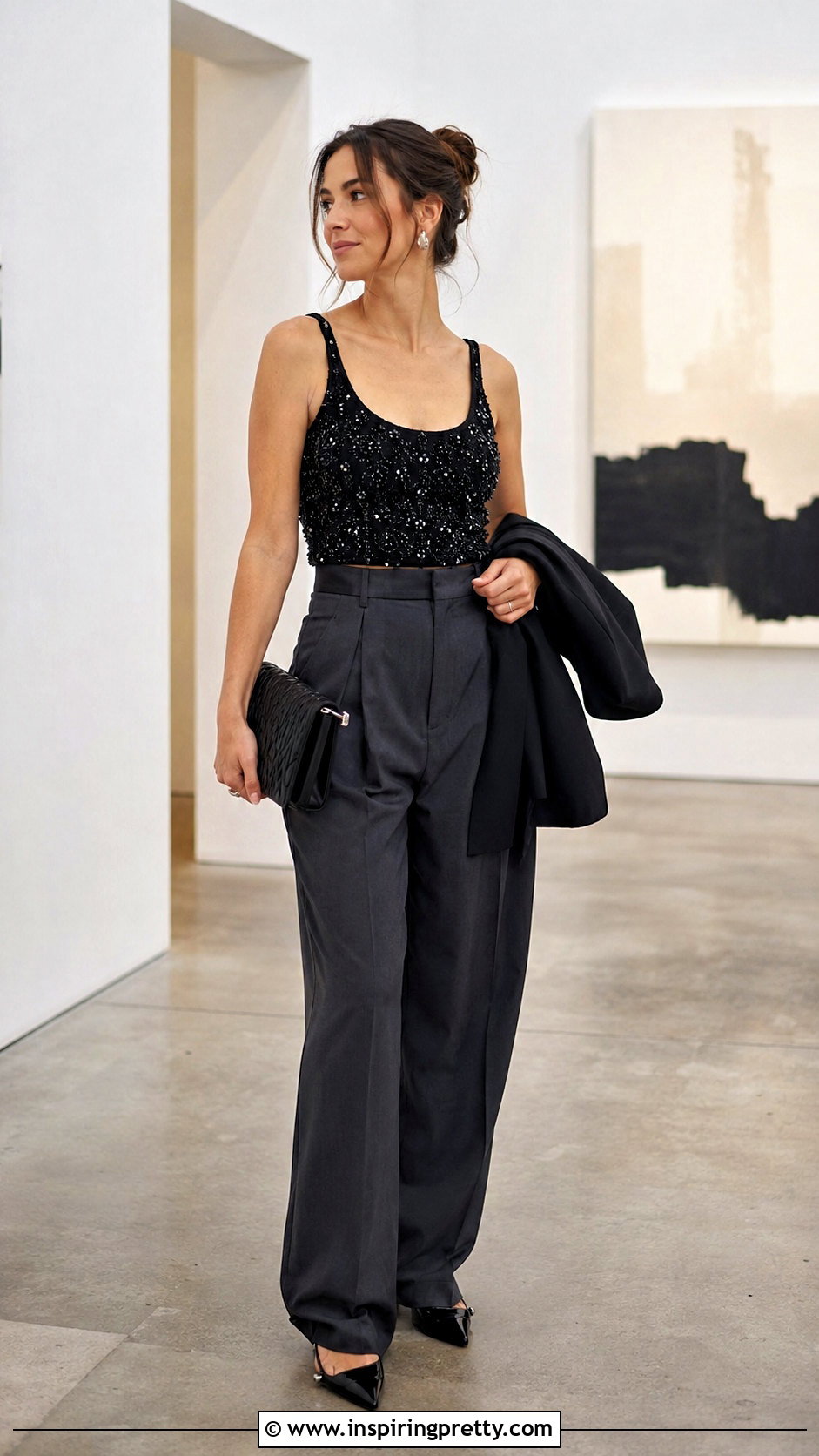 Embellished Miu Miu Tank Top With Tailored Trousers - 50 miu miu tank top outfit ideas