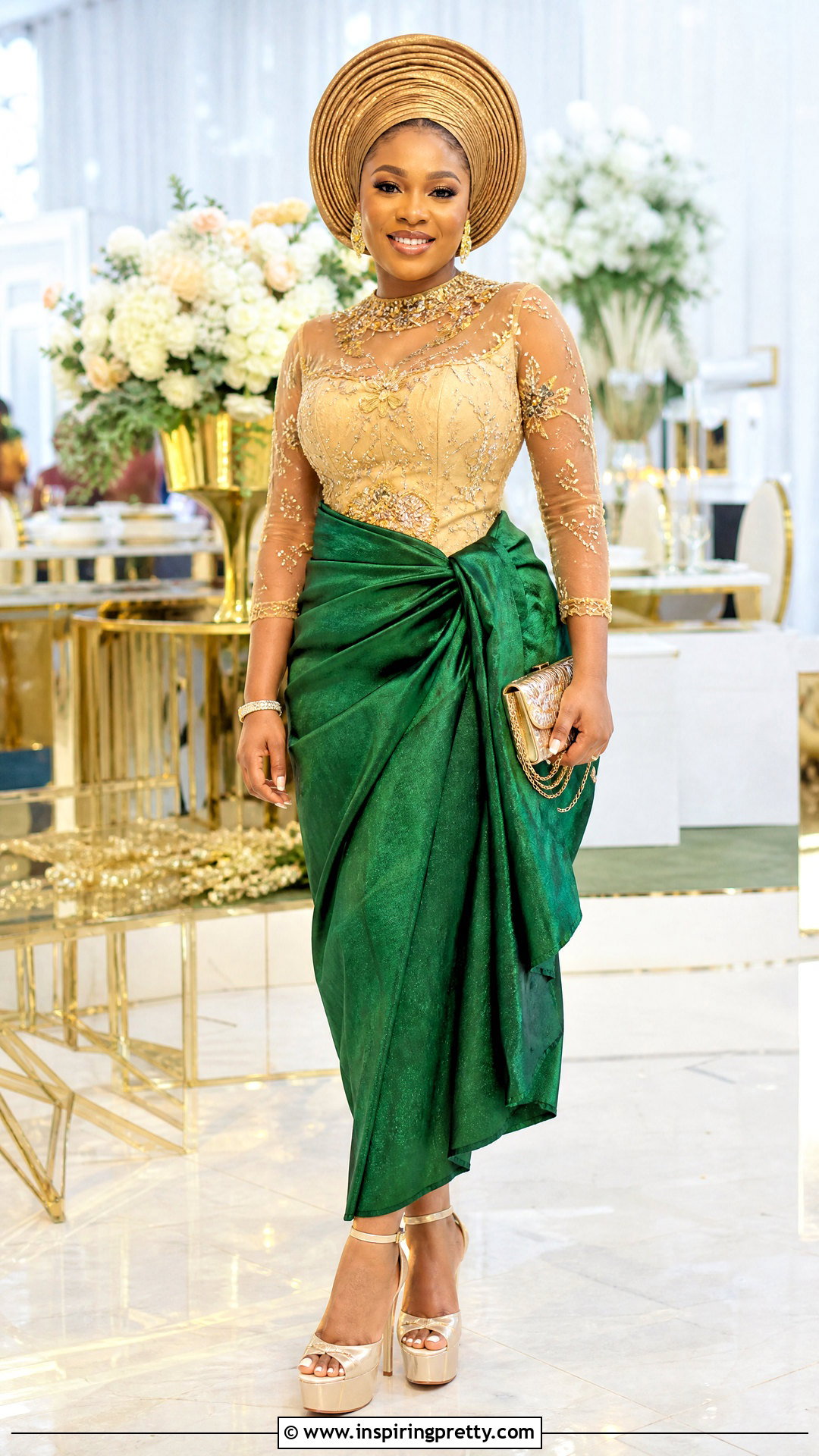 Embellished Organza Blouse With Plain Wrapper - 20 Nigerian Organza Tops Blouses