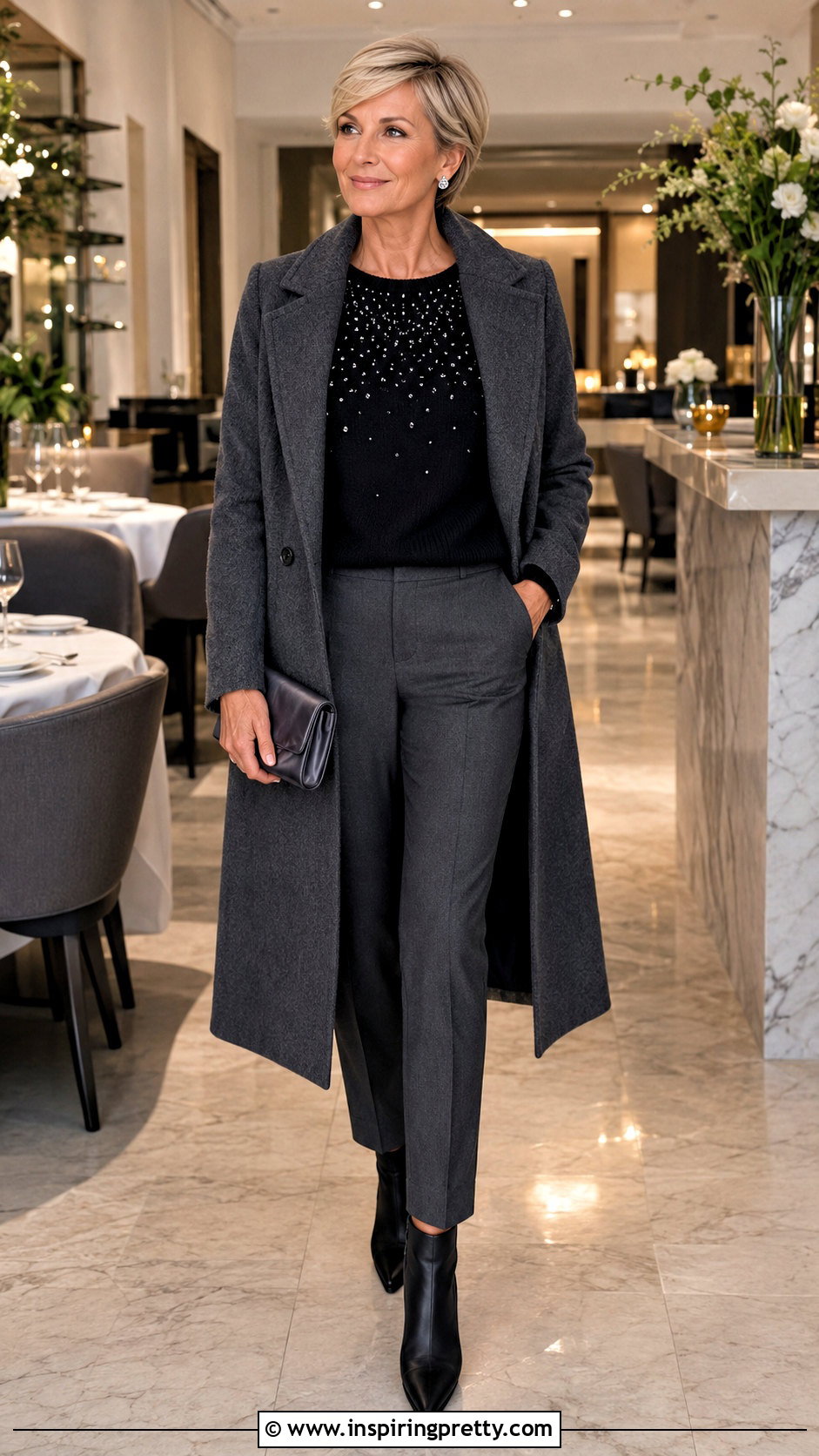 Embellished Party Sweater With Tailored Trousers - 50 party tops night ideas