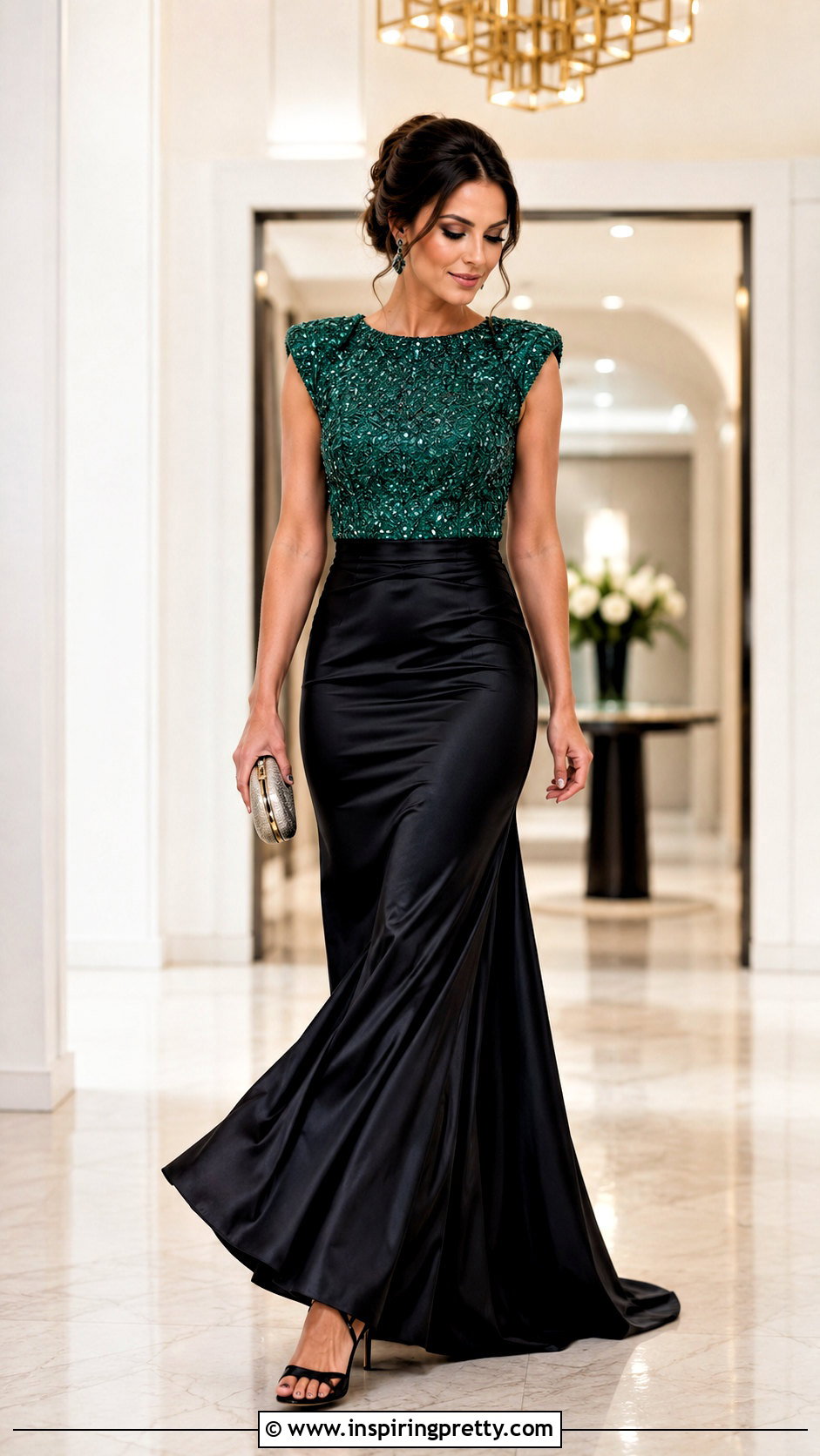 Embellished Shoulder Top With Maxi Skirt - 20 embellished shoulder top outfit ideas