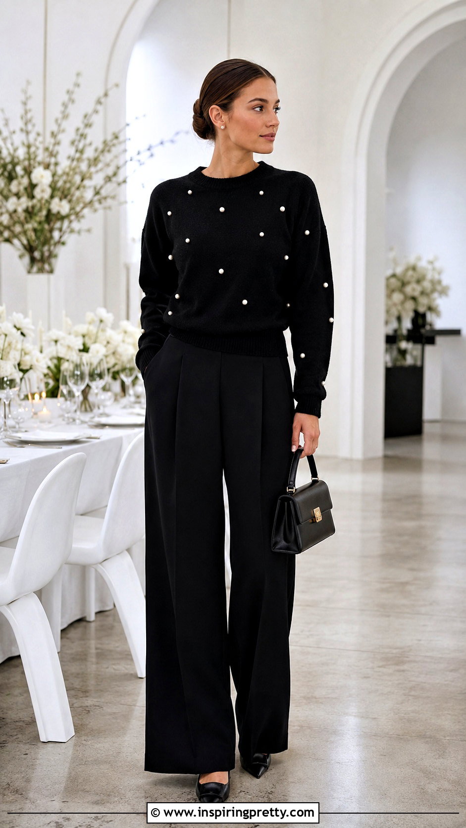 Embellished Sweater With Black Trousers - 20 sweater tops for ladies