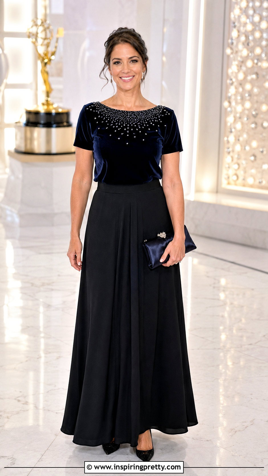 Embellished Velvet Top With Maxi Skirt - 50 velvet tops for women