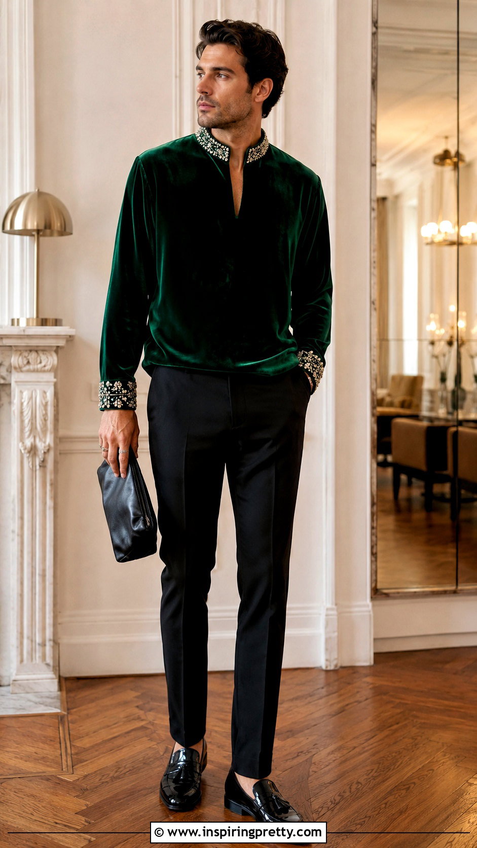 Embellished Velvet Top With Tailored Pants - 20 Mens Sparkly Tops