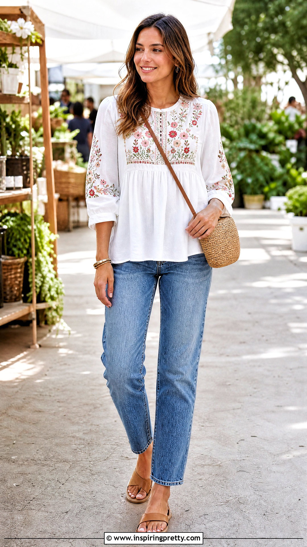 Embroidered A Line Top With Jeans - 50 a line top outfit ideas