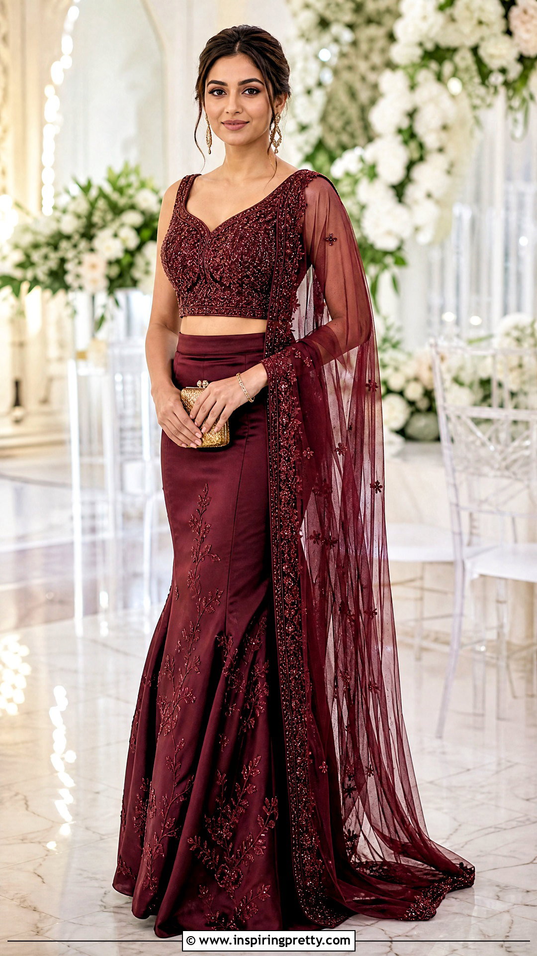 Embroidered Blouse And Mermaid Skirt Indian Outfit - 50 skirt and top indian outfits