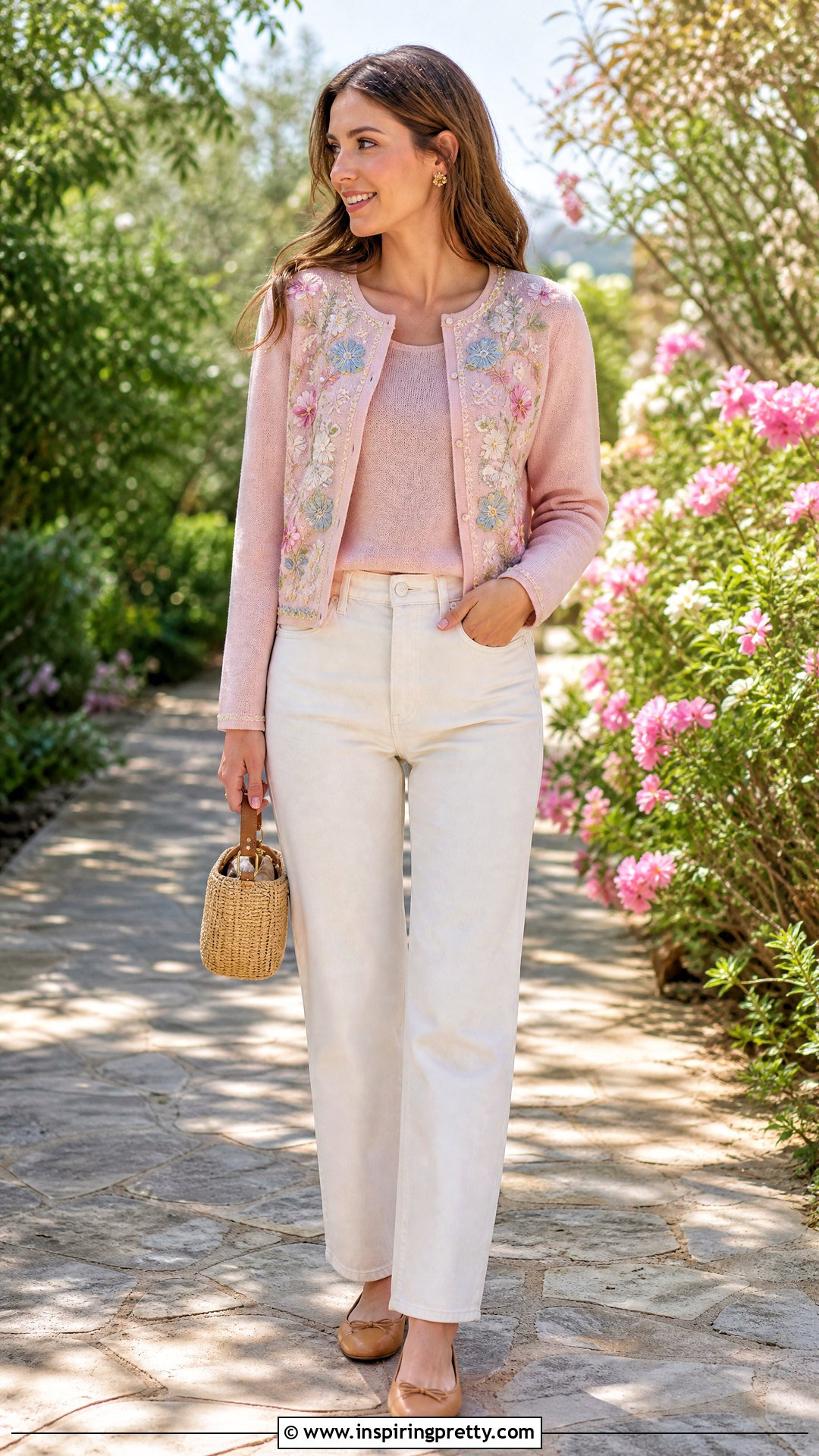 Embroidered Cardigan And Top Set With Ecru Jeans - 20 Matching Cardigan And Top Set outfits