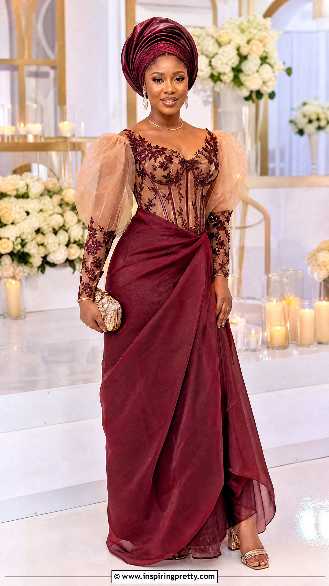 Embroidered Corset Organza Top With Maxi Skirt - 20 Nigerian Organza Tops Blouses