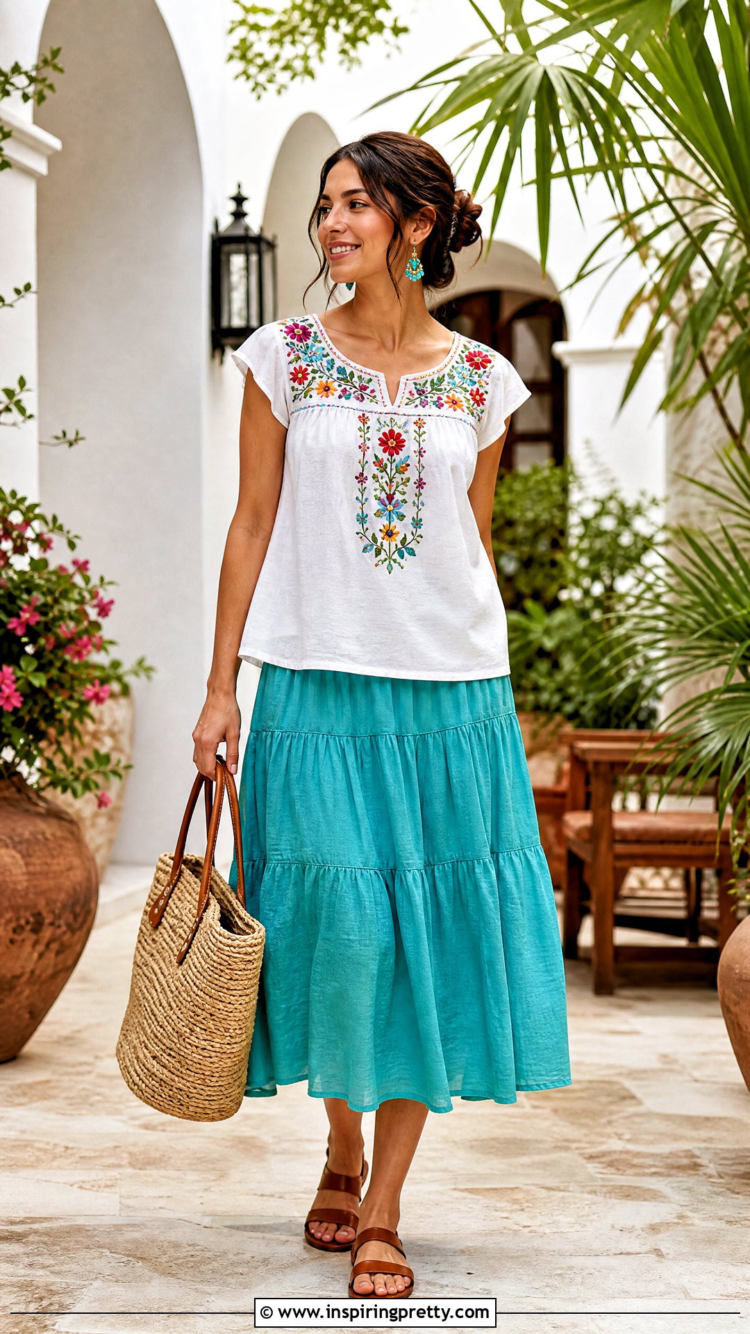 Embroidered Cotton Summer Top Outfit - 20 Colorful Summer Top Design ideas