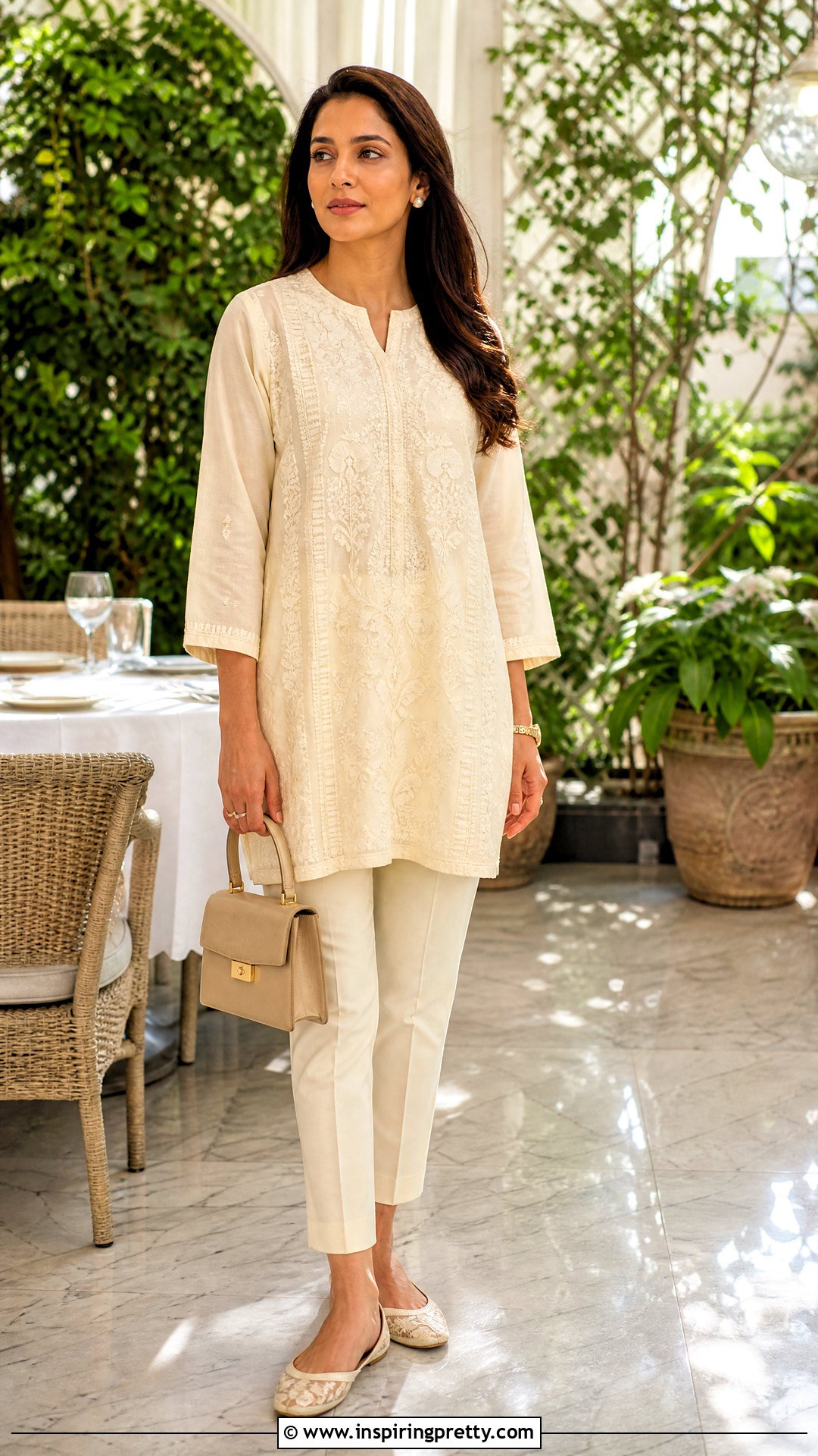 Embroidered Cotton Top With Cigarette Pants - 50 cotton tops designs