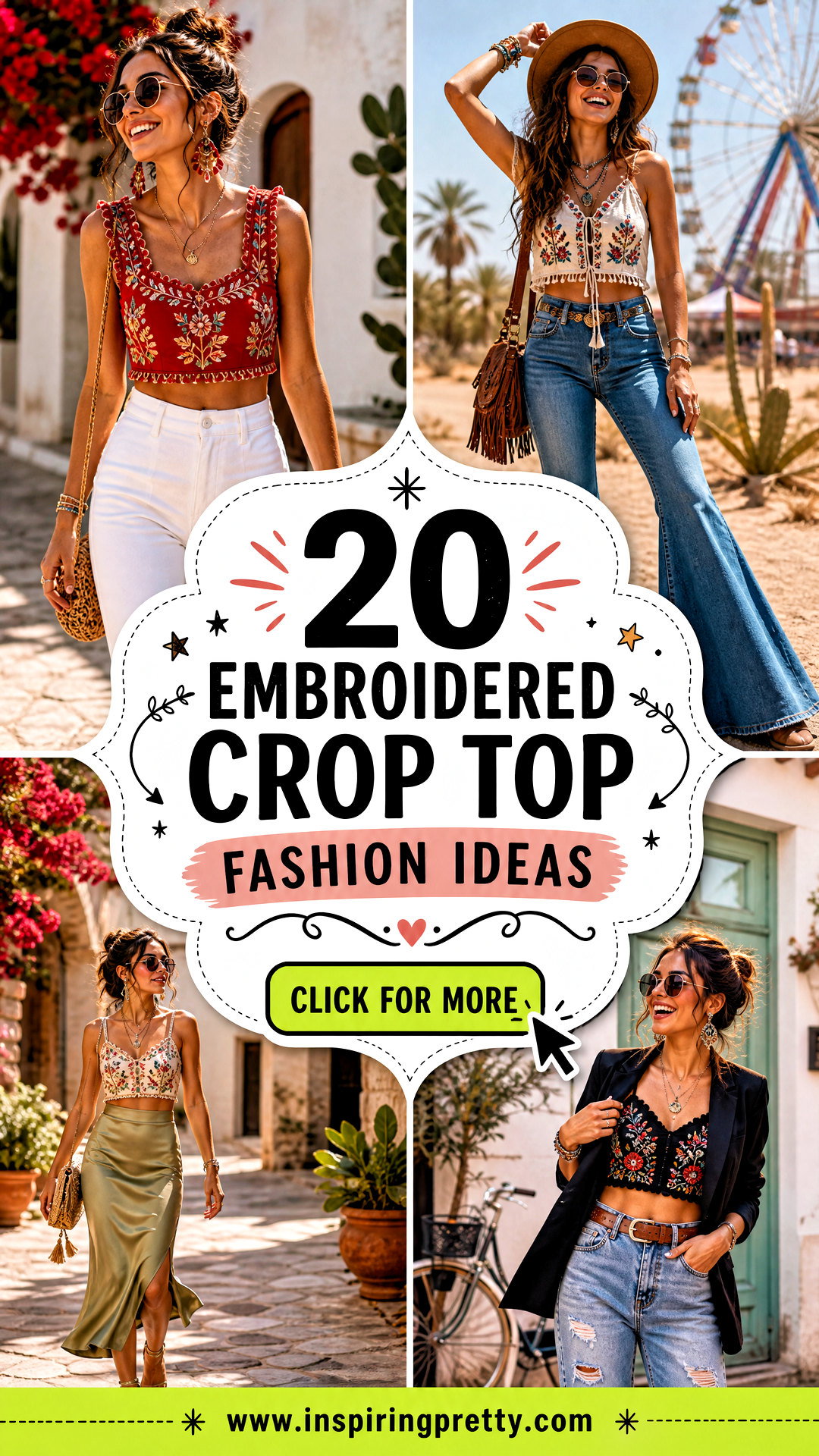 20 Embroidered Crop Top Fashion Ideas for Summer Festivals - 20 Embroidered Crop Top Fashion Ideas for Summer Festivals