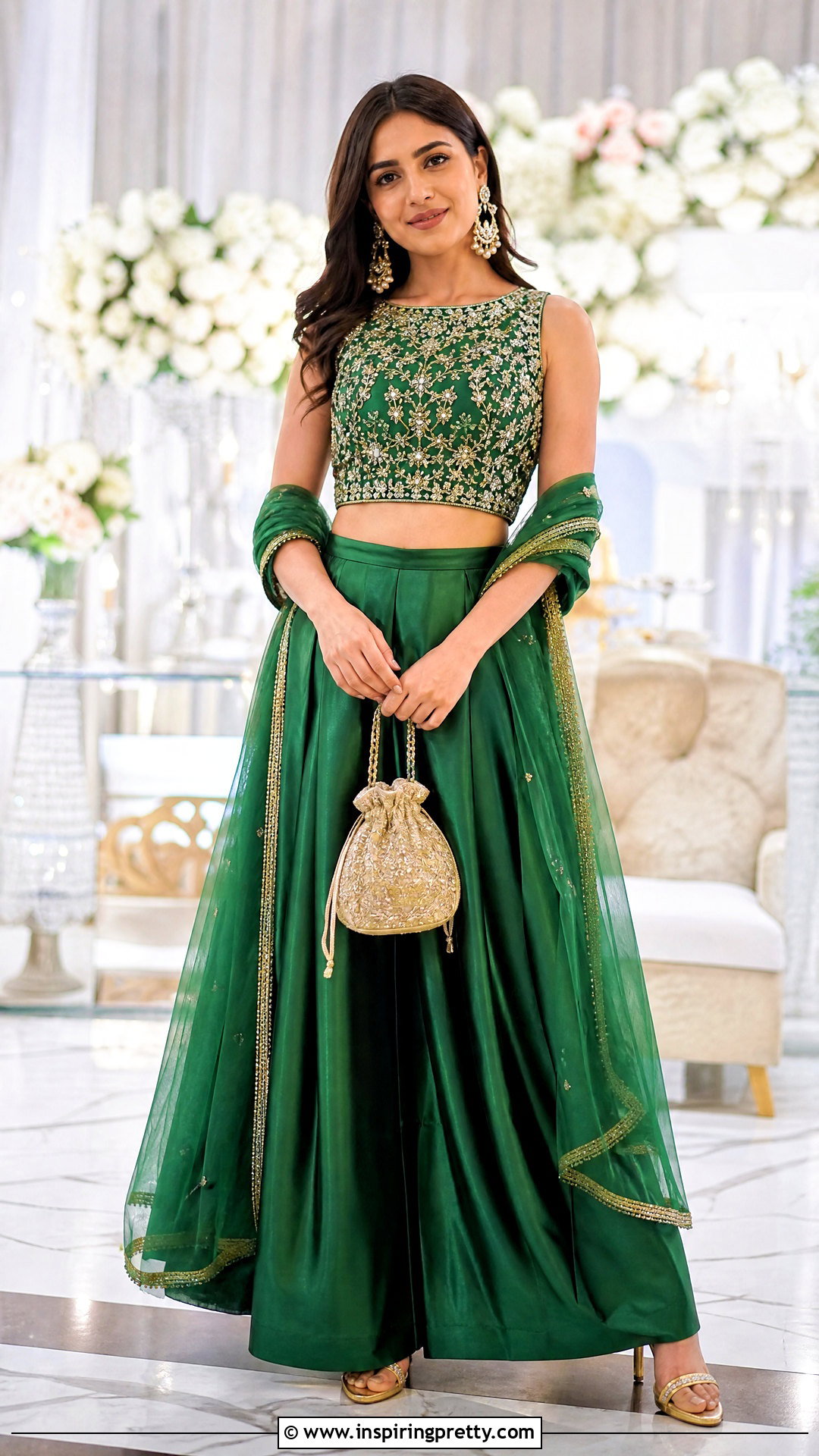 Embroidered Crop Top With Silk Palazzo Pants - 50 crop top with plazo outfit ideas