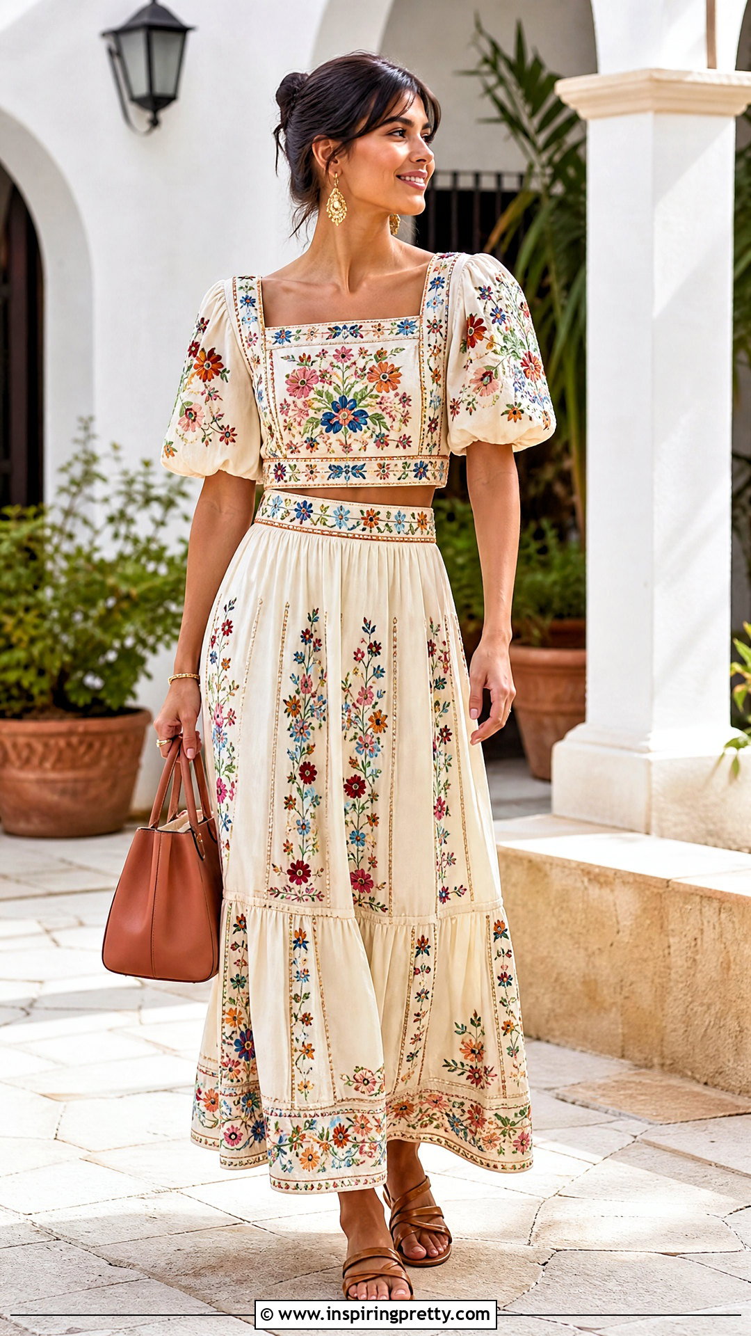 Embroidered Puff Sleeve Top And Skirt Set - 20 Puff Sleeve Top And Skirt Set ideas