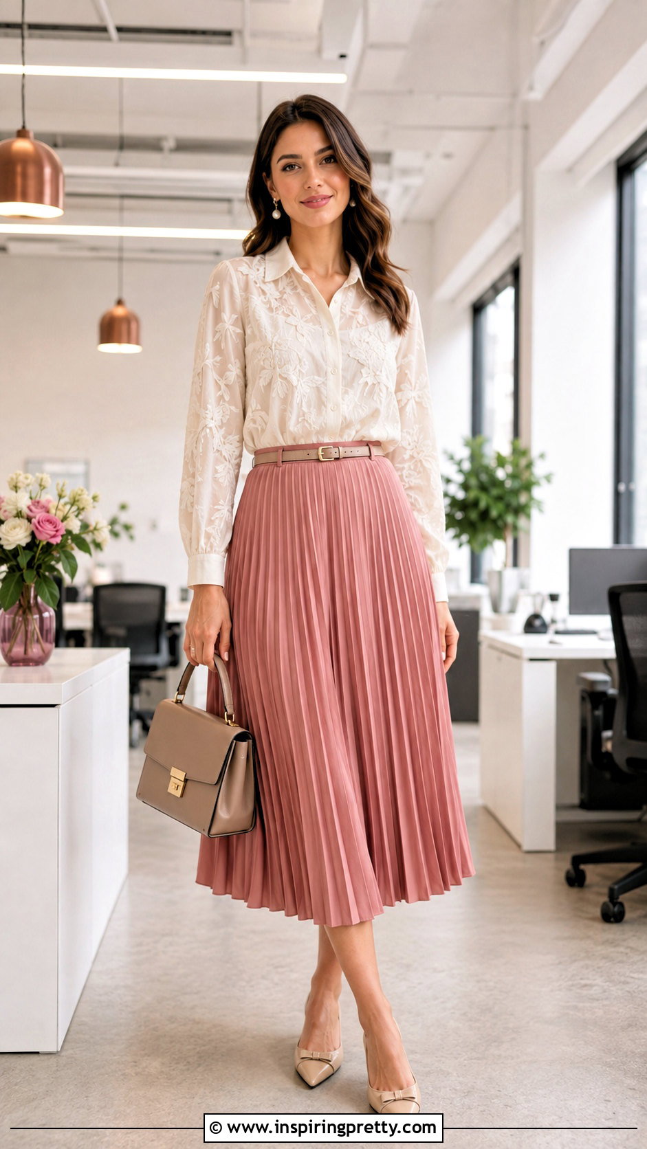 Embroidered Shirt Top With Pleated Midi Skirt - 50 Indo Western Tops outfit ideas