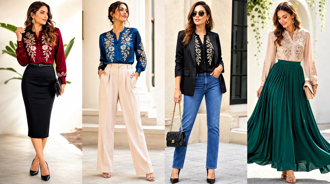 25 Embroidered Silk Top Outfit Ideas for Elegant Event Style