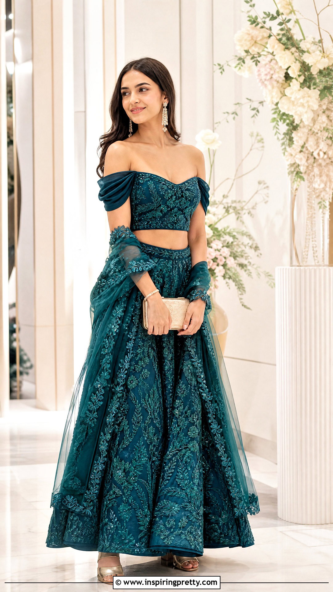 Embroidered Skirt And Off Shoulder Top - 50 skirt and top traditional outfit ideas