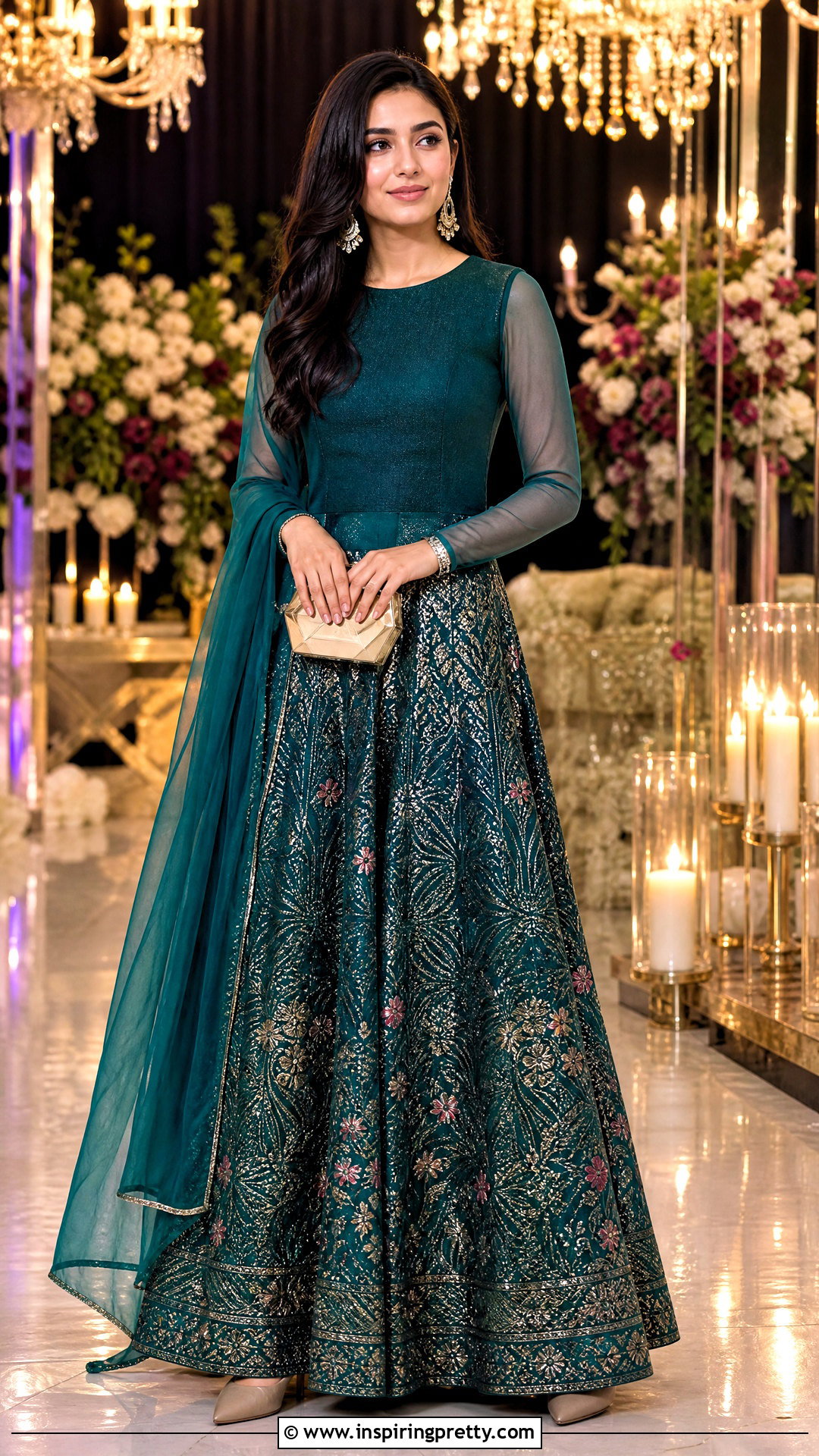 Embroidered Skirt With Long Sleeve Top - 50 traditional skirt and top outfits