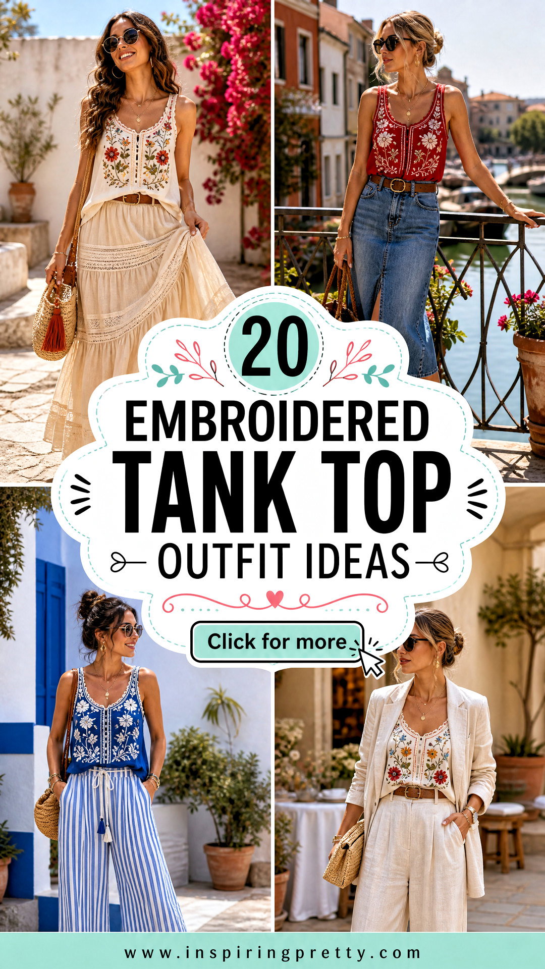 20 Embroidered Tank Top Outfit Ideas for Chic Summer Style - 20 Embroidered Tank Top Outfit Ideas for Chic Summer Style