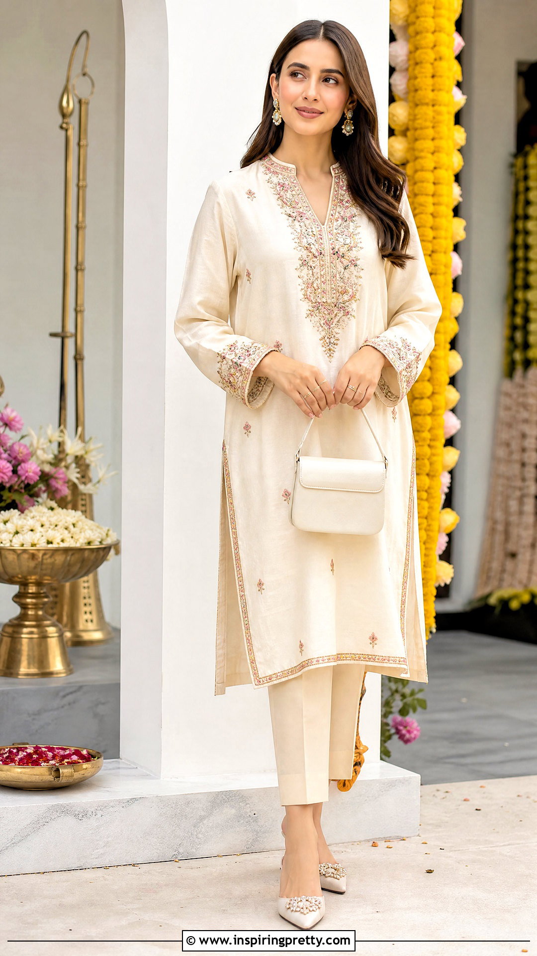 Embroidered Top And Cigarette Trouser Set - 50 two pics trouser and tops