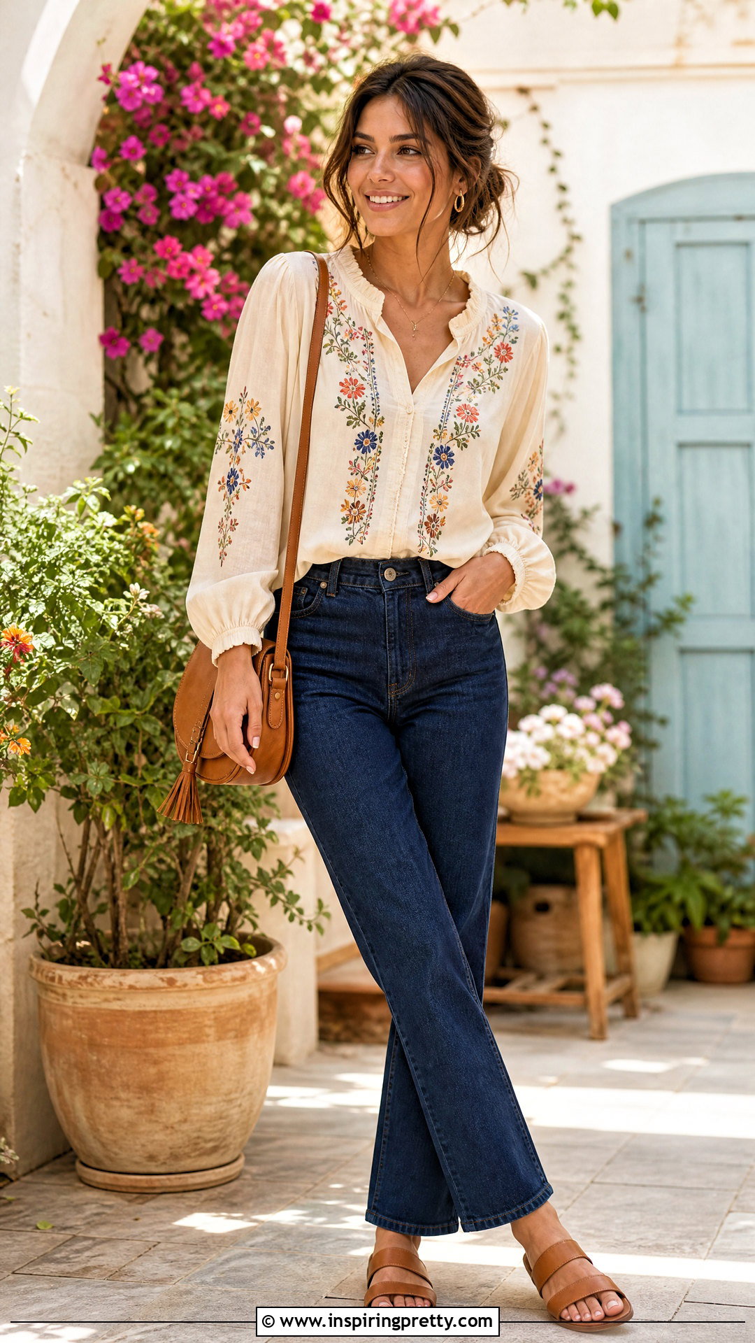 Embroidered Top Outfit - 50 chic top outfit ideas