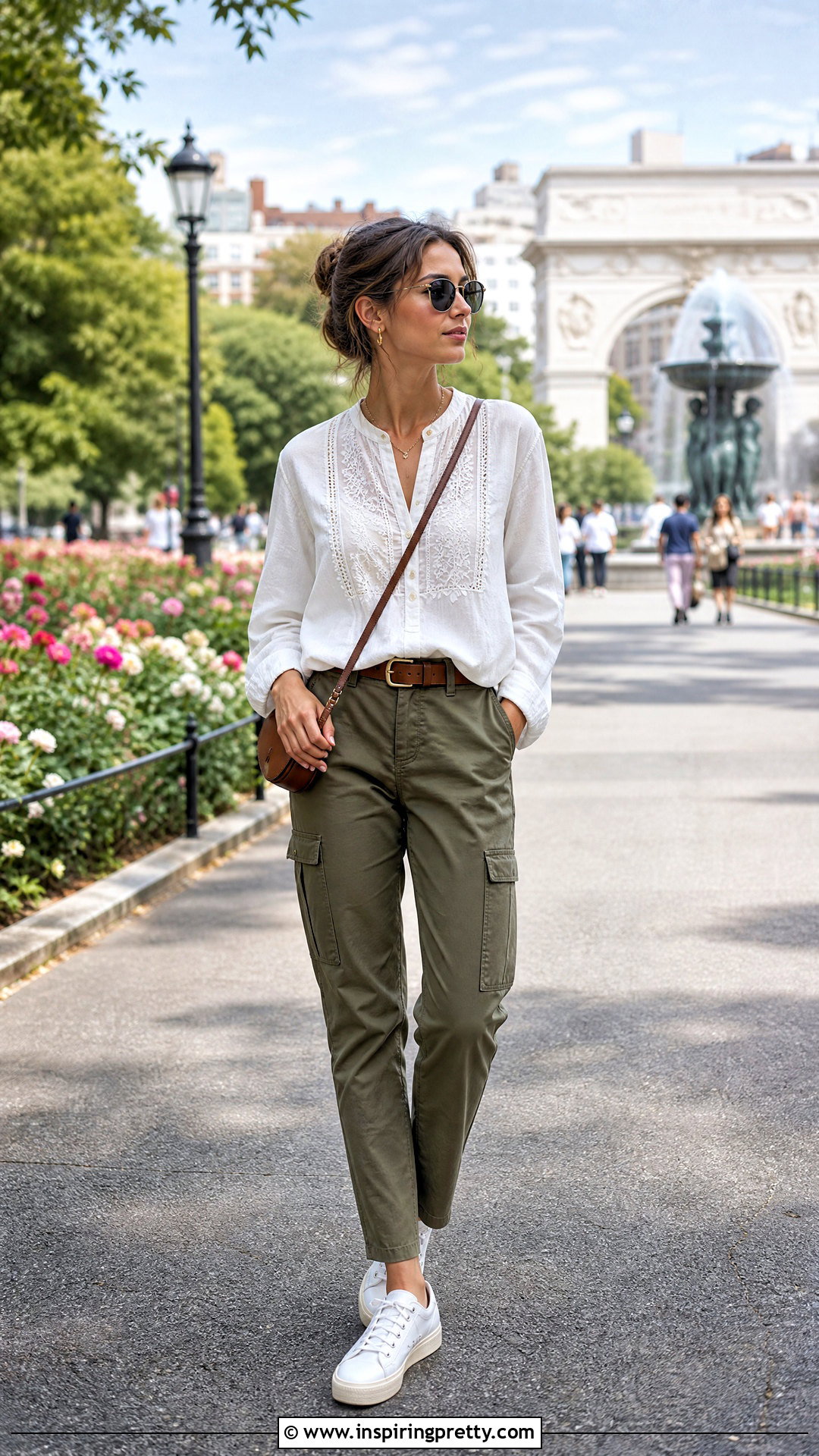 Embroidered Top With Cargo Pants - 20 Fashion Inspiration For Embroidered Tops outfit ideas