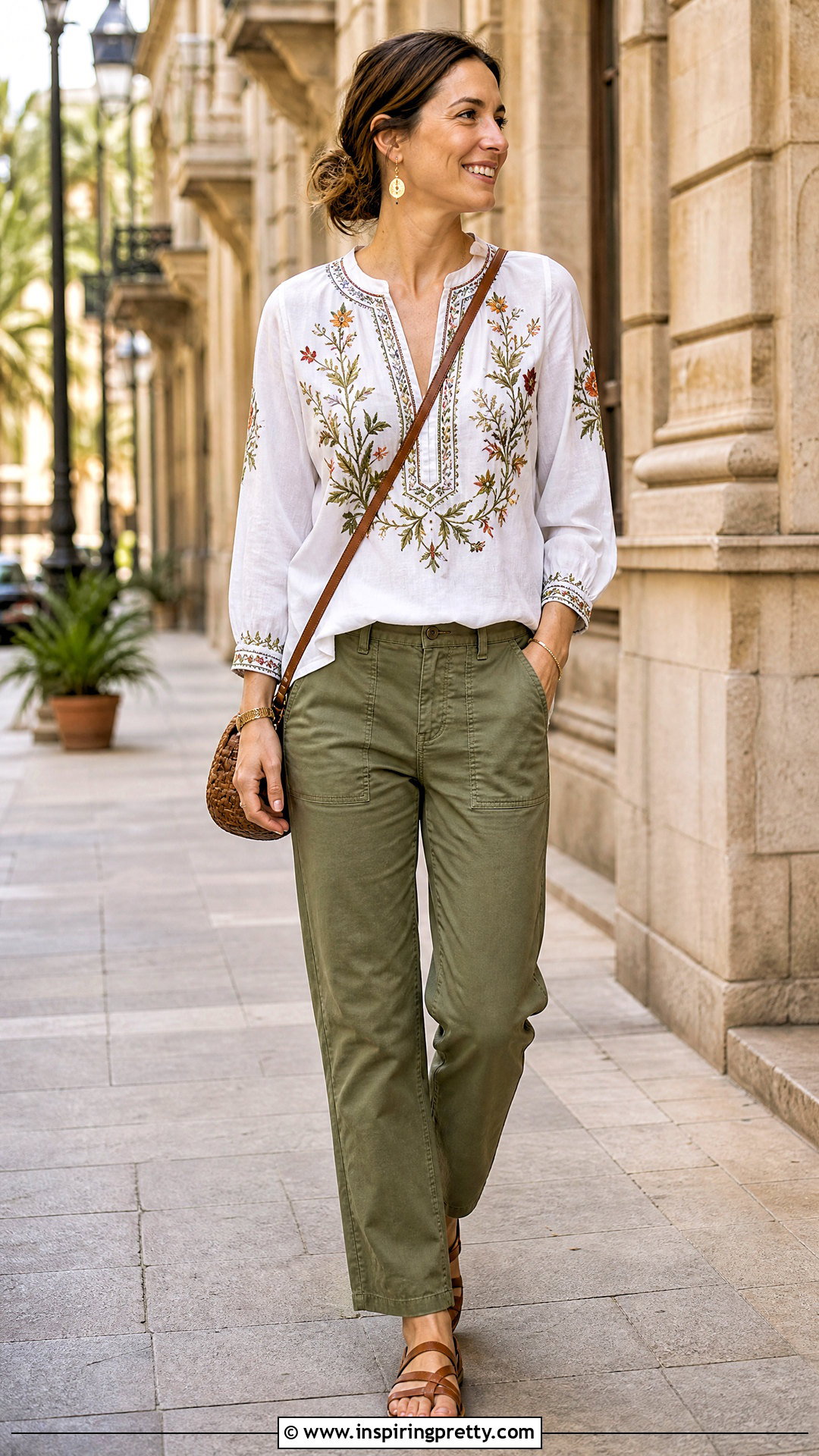 Embroidered Top With Utility Pants - 50 trendy tops for women