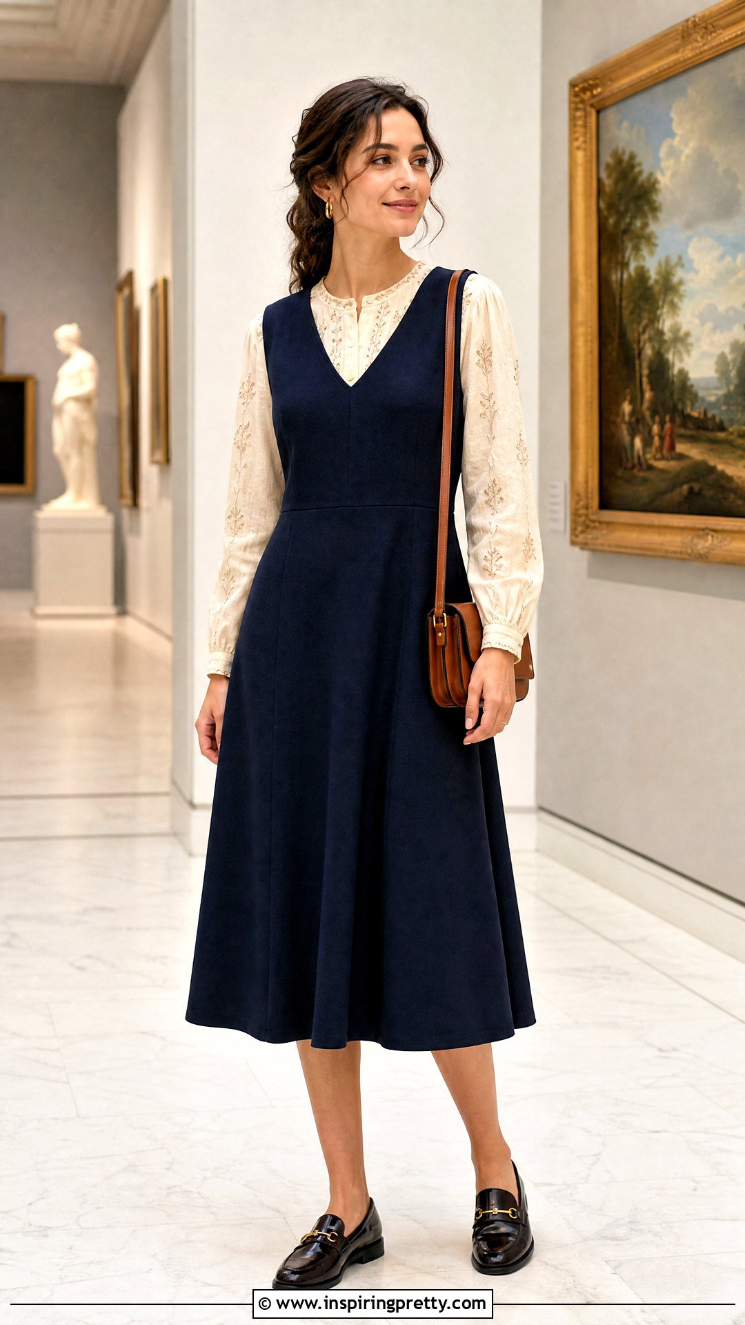 Embroidered Top With a Sleeveless Dress - 50 embroidered tops outfit ideas